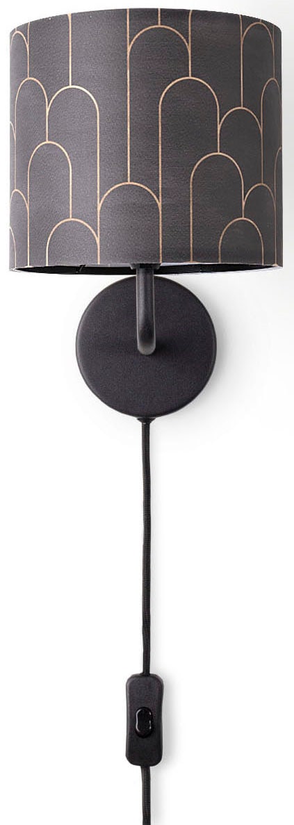 Paco Home Wandleuchte »Luca Pillar«, Leuchtmittel E14 | ohne Leuchtmittel, Mit Stoffschirm  Modern Retro Uni Mit Muster E14