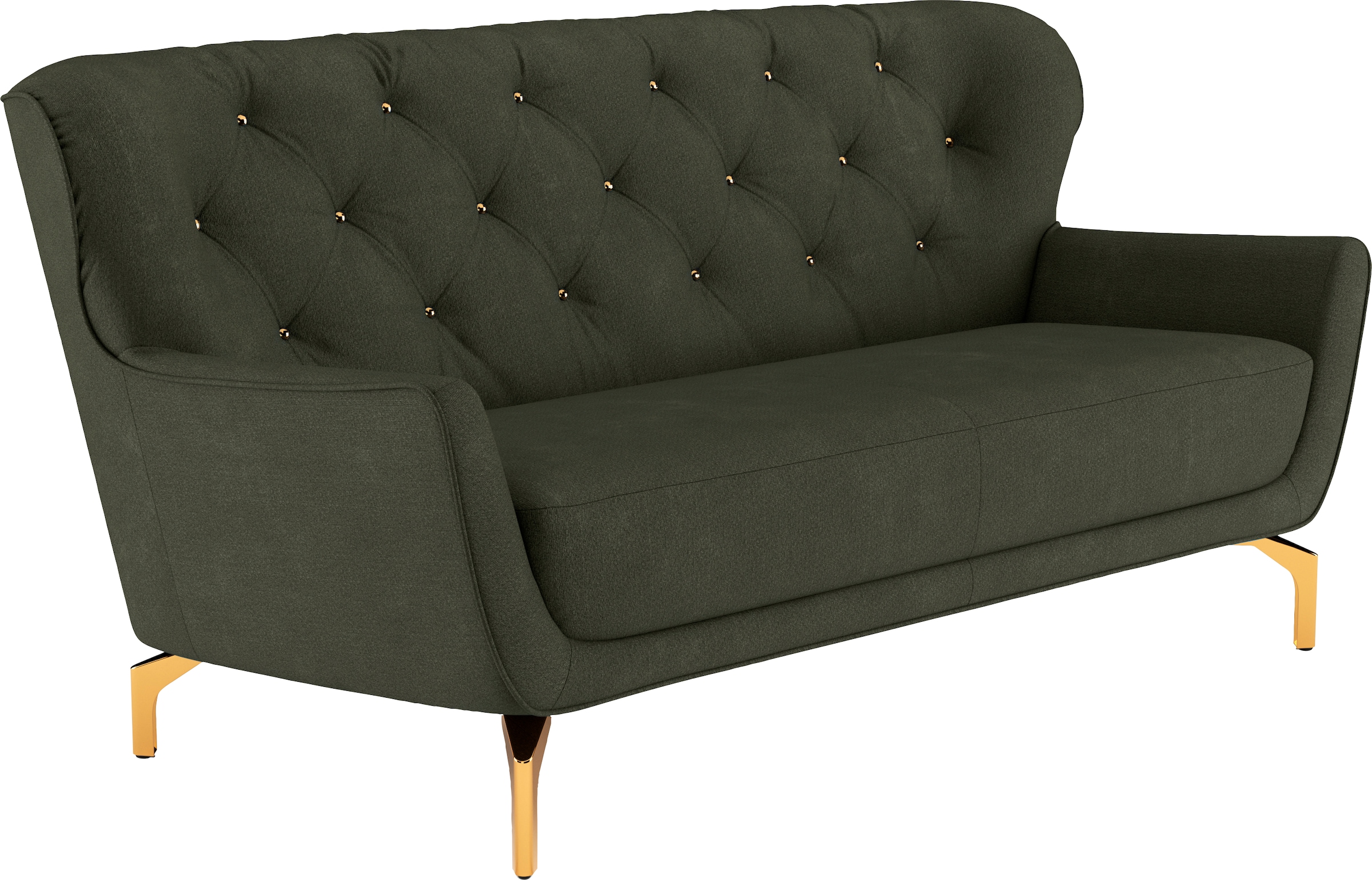 sit&more 3-Sitzer »Orient 3« inkl. 2 Zierkissen mit Strass-Stein, goldfarbene Metallfüße