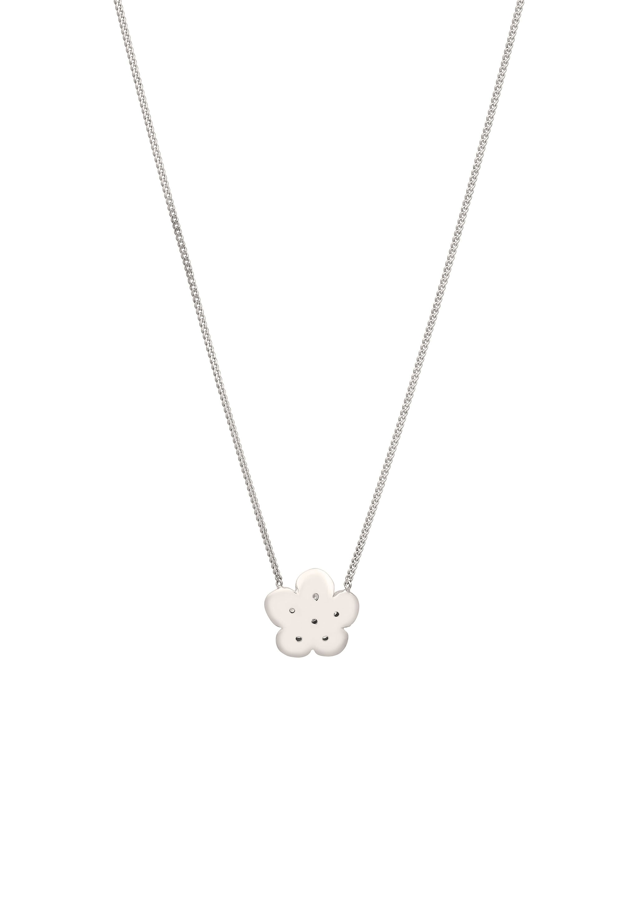 Elli DIAMONDS Silberkette »Halskette Blume Diamant Weiß Brillantschliff (0.135 ct) 925 Sterling Silber«