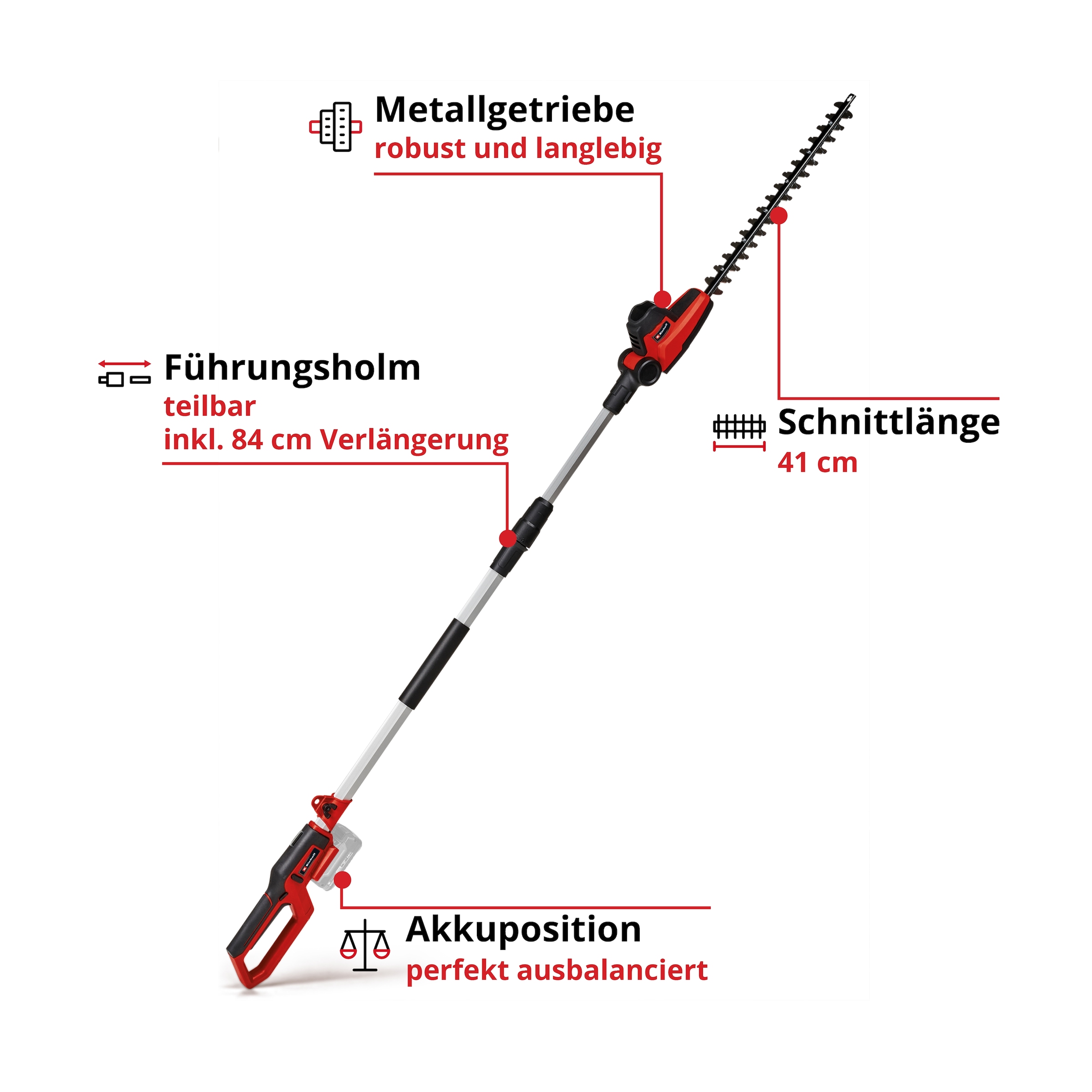 Einhell Akku-Heckenschere »mit Teleskopstab GC-HH 18/45 Li T« ()  inkl. PXC-Starter-Kit 18V 2,5Ah