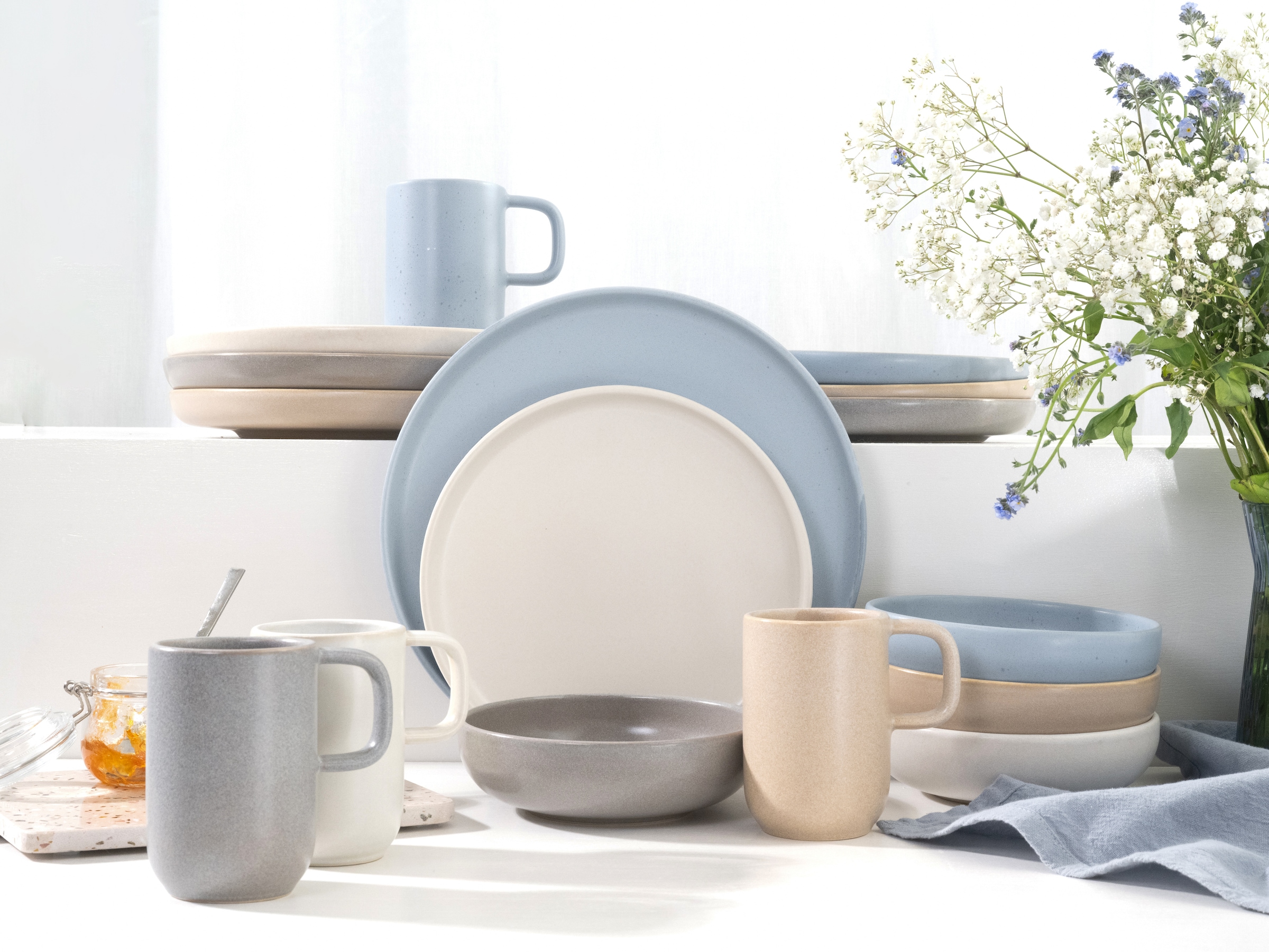 CreaTable Kombiservice »Uno Nordic, Service 16-tlg.« Nordische Ästhetik, Spezialglasur