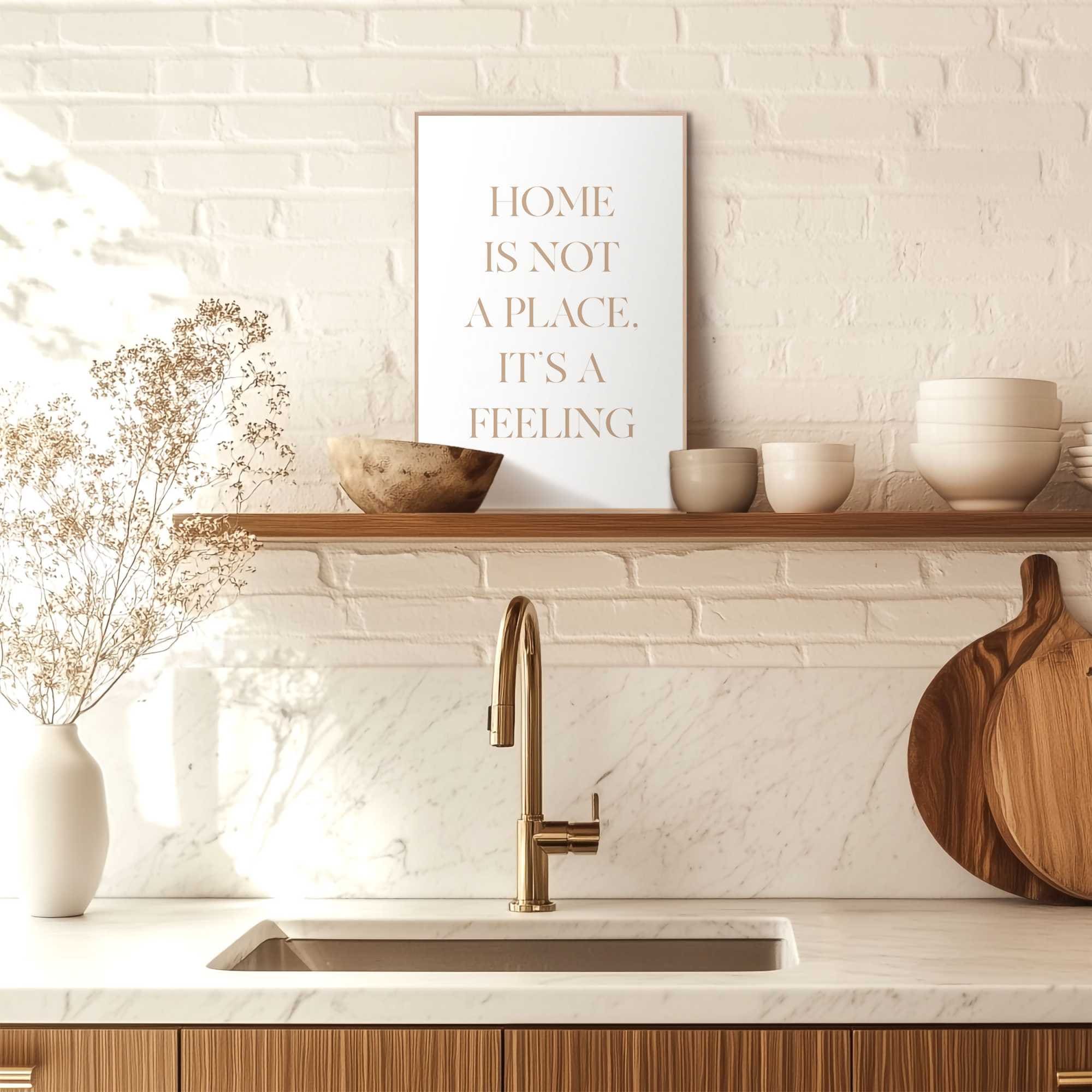 Reinders! Poster »Feeling Home« Wohnzimmer - Gold - MDF - Sprüche - 20x30 cm