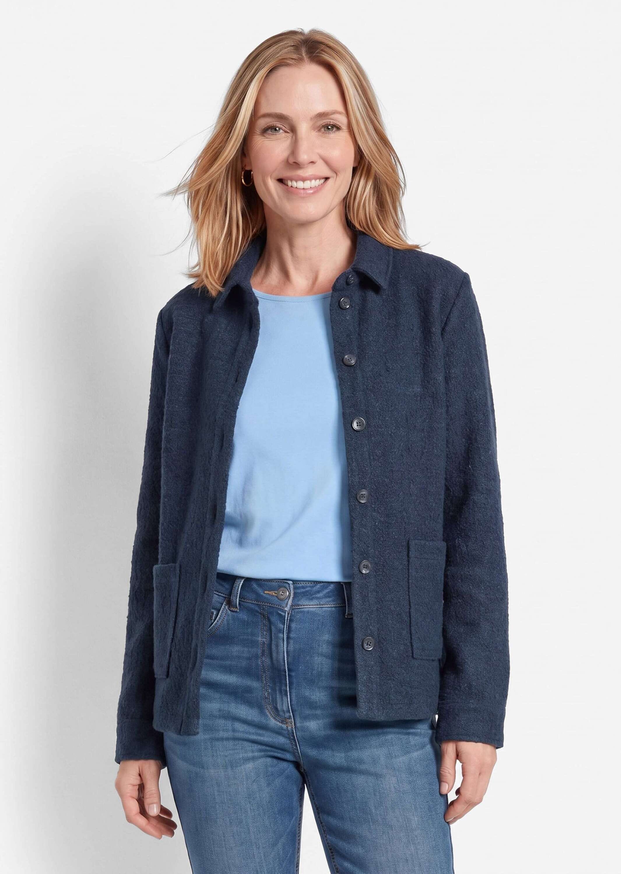 GOLDNER Jackenblazer »Hemdjacke in Bouclé-Optik« aufgesetze Taschen am Vorderteil