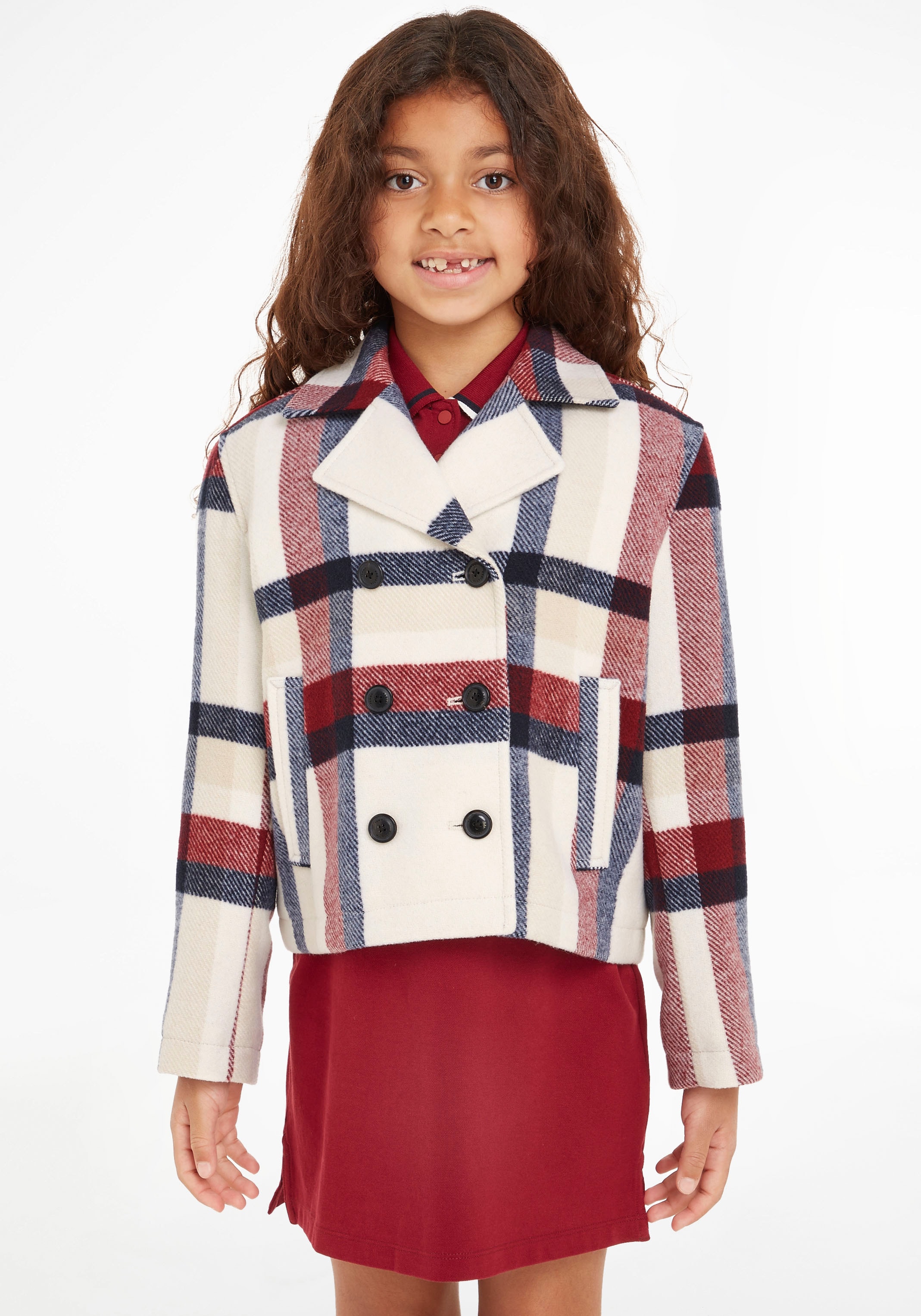 Kurzjacke »HILFIGER CHECK PEACOAT«, für Mädchen