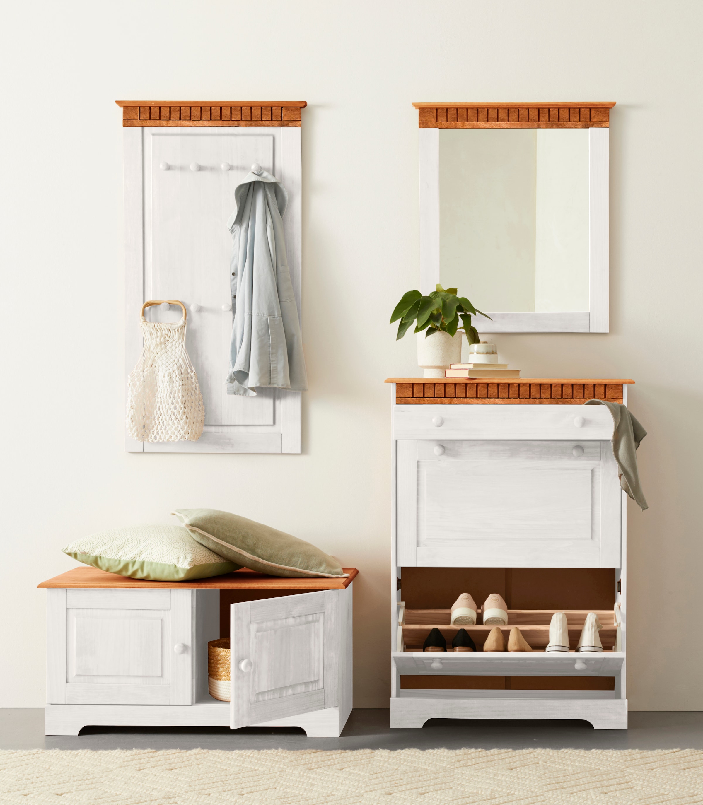 Home affaire Schuhschrank »Lisa«, mit 1 Schubkasten und 2 Klappen, Höhe 105 cm, Breite 75 cm