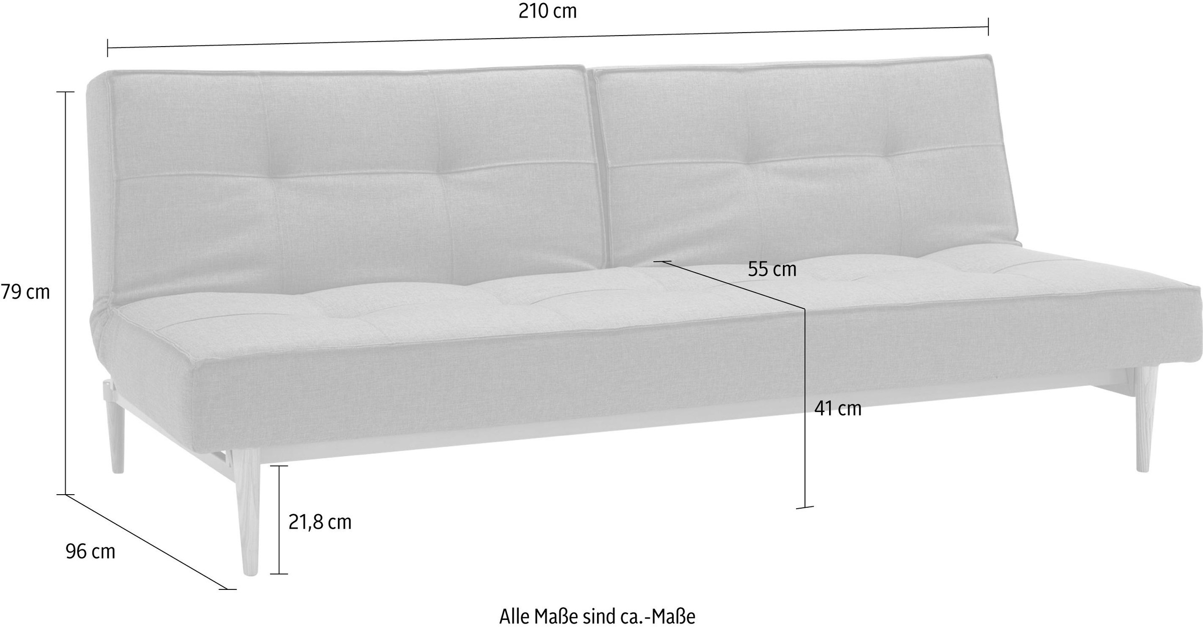 INNOVATION LIVING ™ Schlafsofa »Splitback, Rückenlehnen einzeln verstellbar, komfortabel mit Federkern«, mit hellen Styletto Beinen, in skandinavischen Design