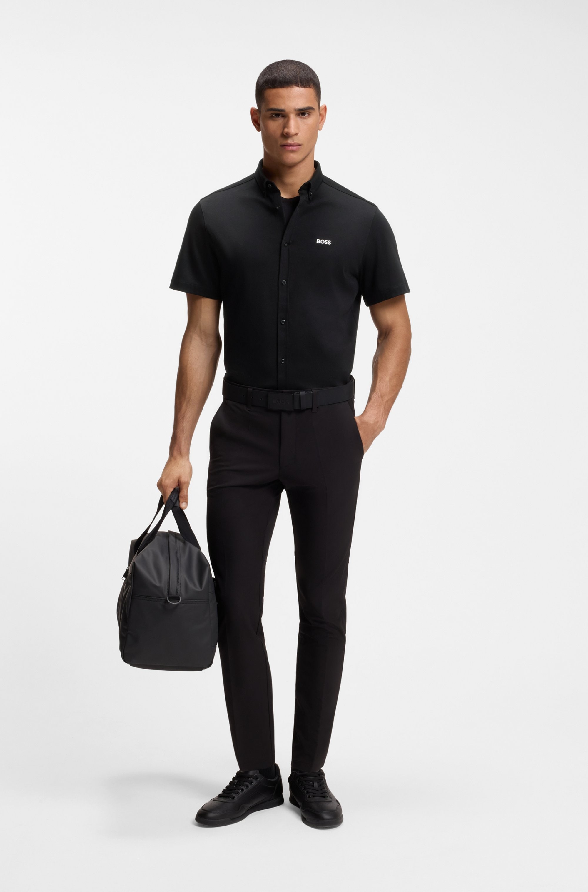 BOSS GREEN Kurzarmhemd »Motion S« Regular Fit, Button-down-Kragen, Kurzarm, Logo-Stickerei