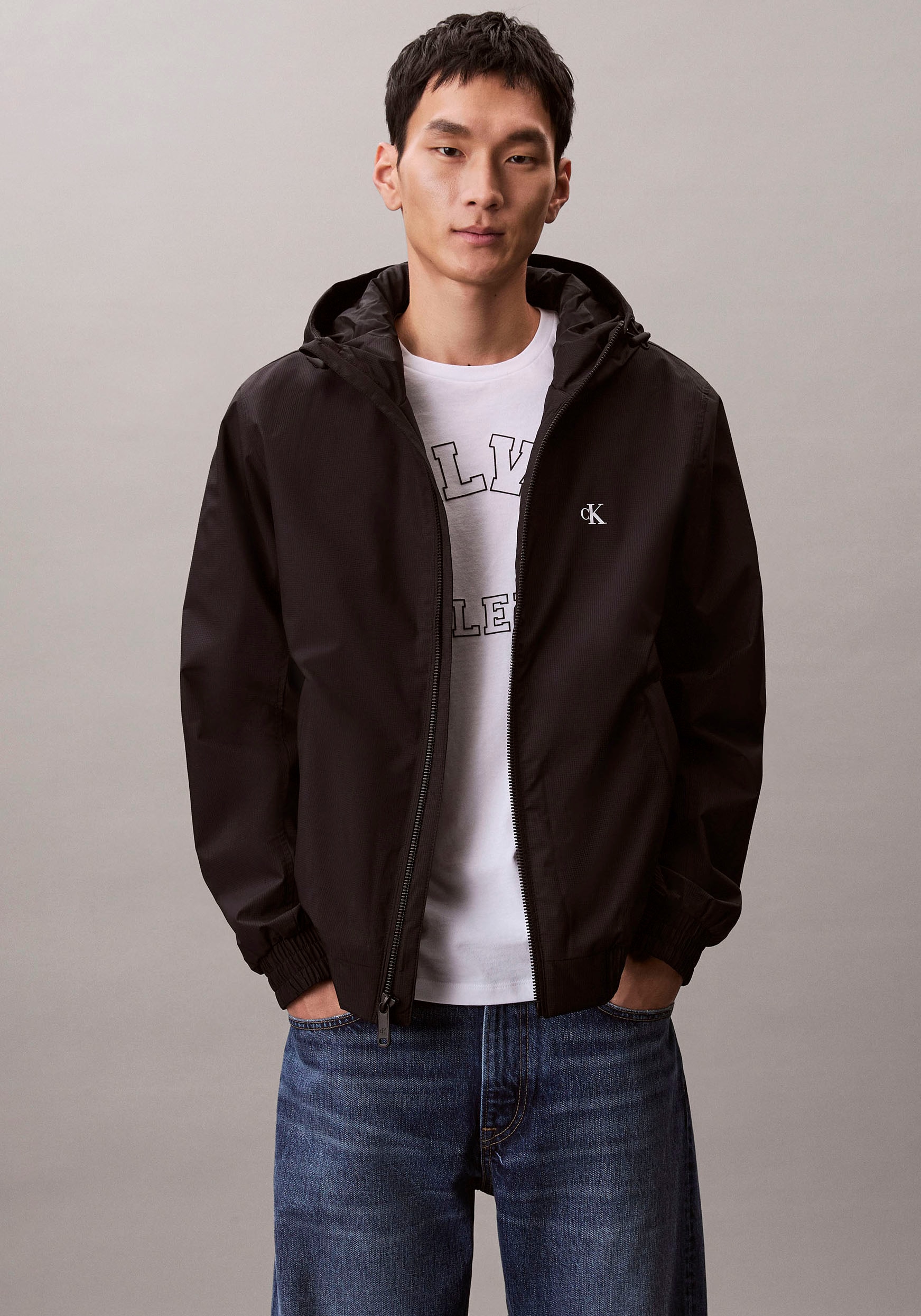 Calvin Klein Jeans Blouson mit Kapuze Regular Fit, verstellbare Kapuze