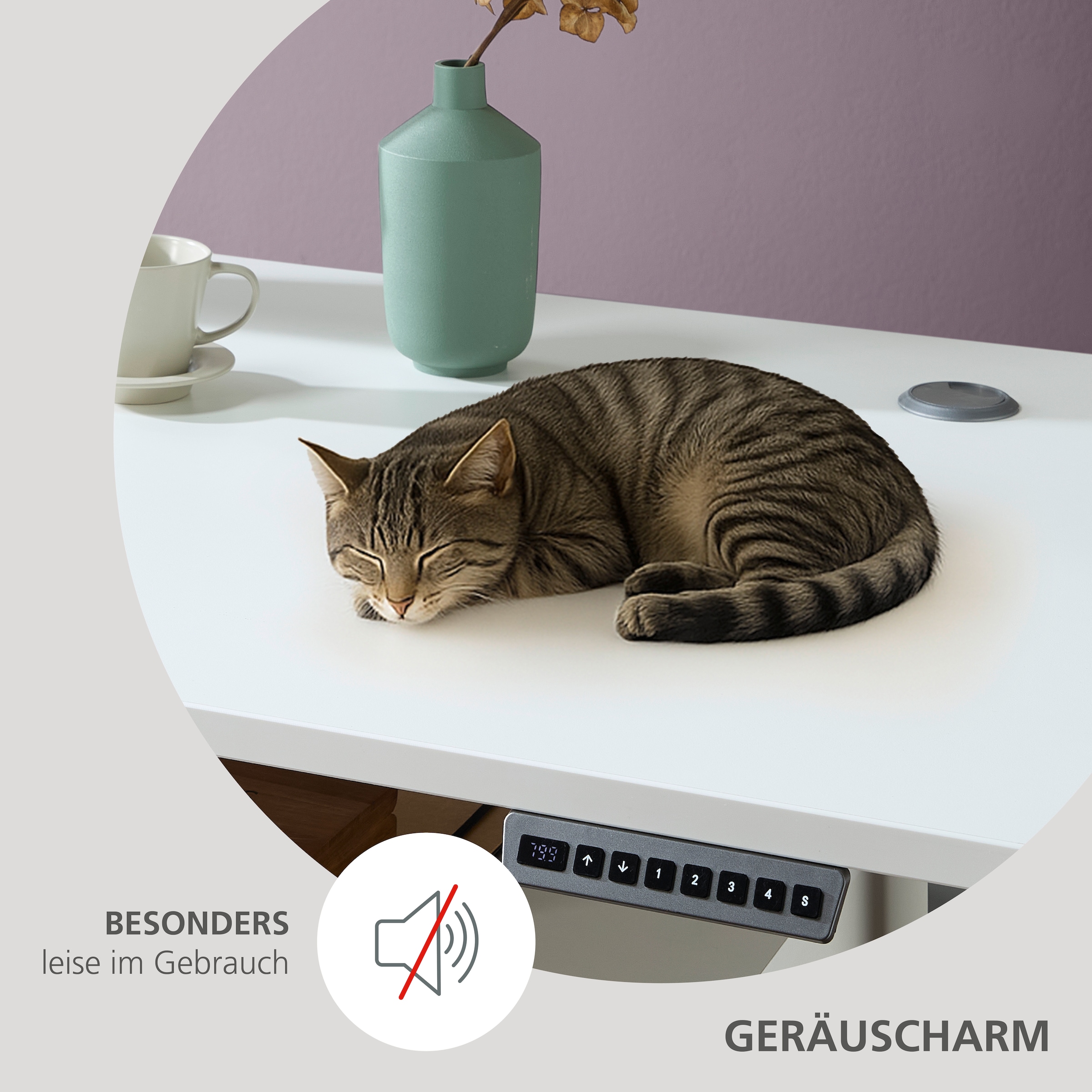 Innostyle Schreibtisch »Schreibtisch Santorin, 185/72/173 cm ( B/H/T)« 1 Stk. tlg. mit motor. Höhenverst. (72-120 cm) mit Memory-Funkt., li/re montierbar