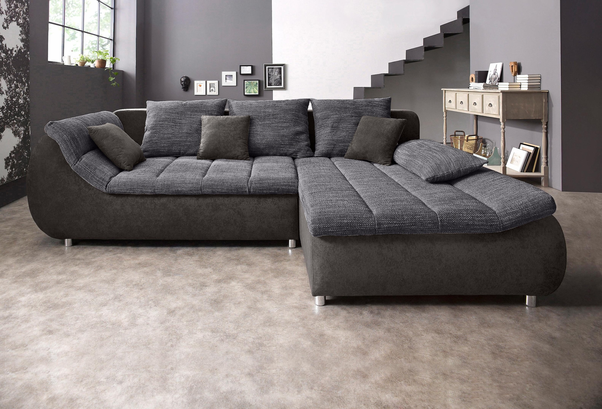 Armlehne chromfarben niedrig, Fuß hülsta cm sofa 184 Breite Raten auf kaufen »hs.450«, glänzend, 2,5-Sitzer
