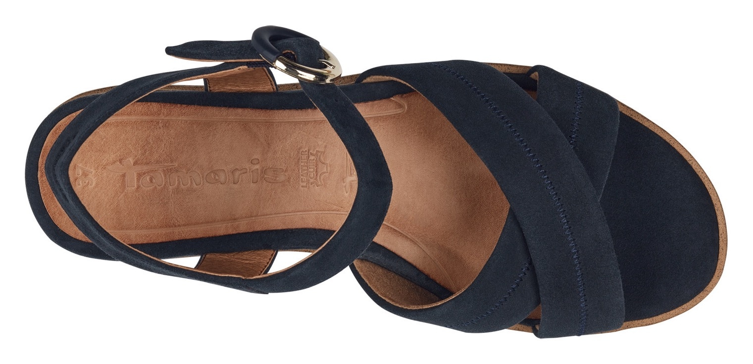 Tamaris Keilsandalette  , Sommerschuh, Riemchensandale mit Ziernähten