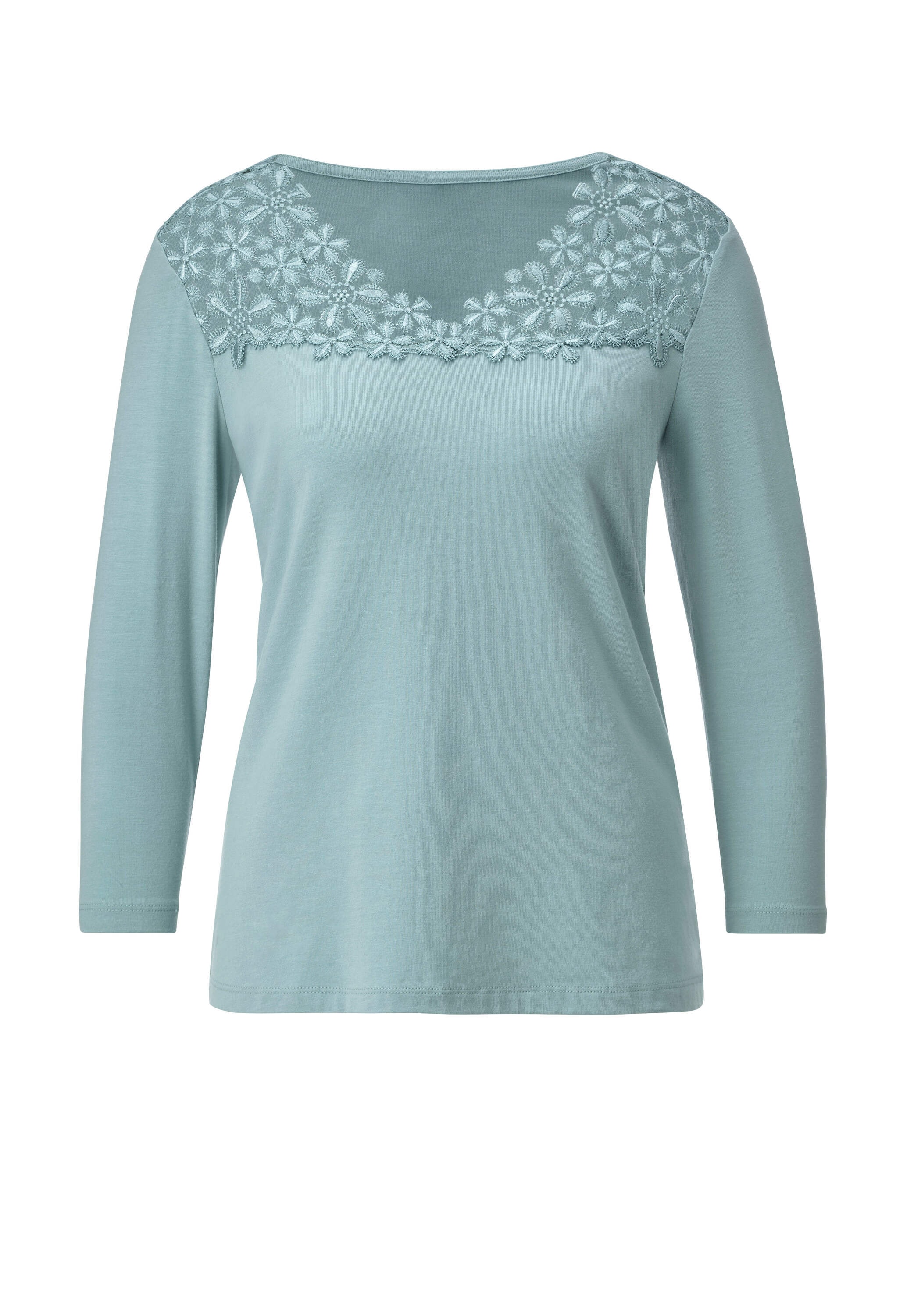 creation L T-Shirt »Modal-Mix-Shirt V-Shirt mit Blütenspitze«