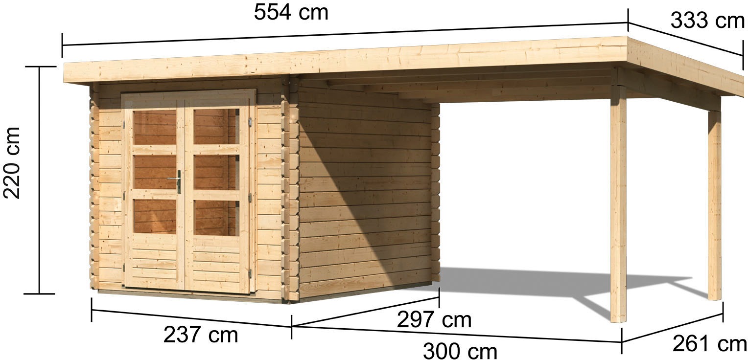 Karibu Gartenhaus »Schloßsee 4« mit Anbaudach