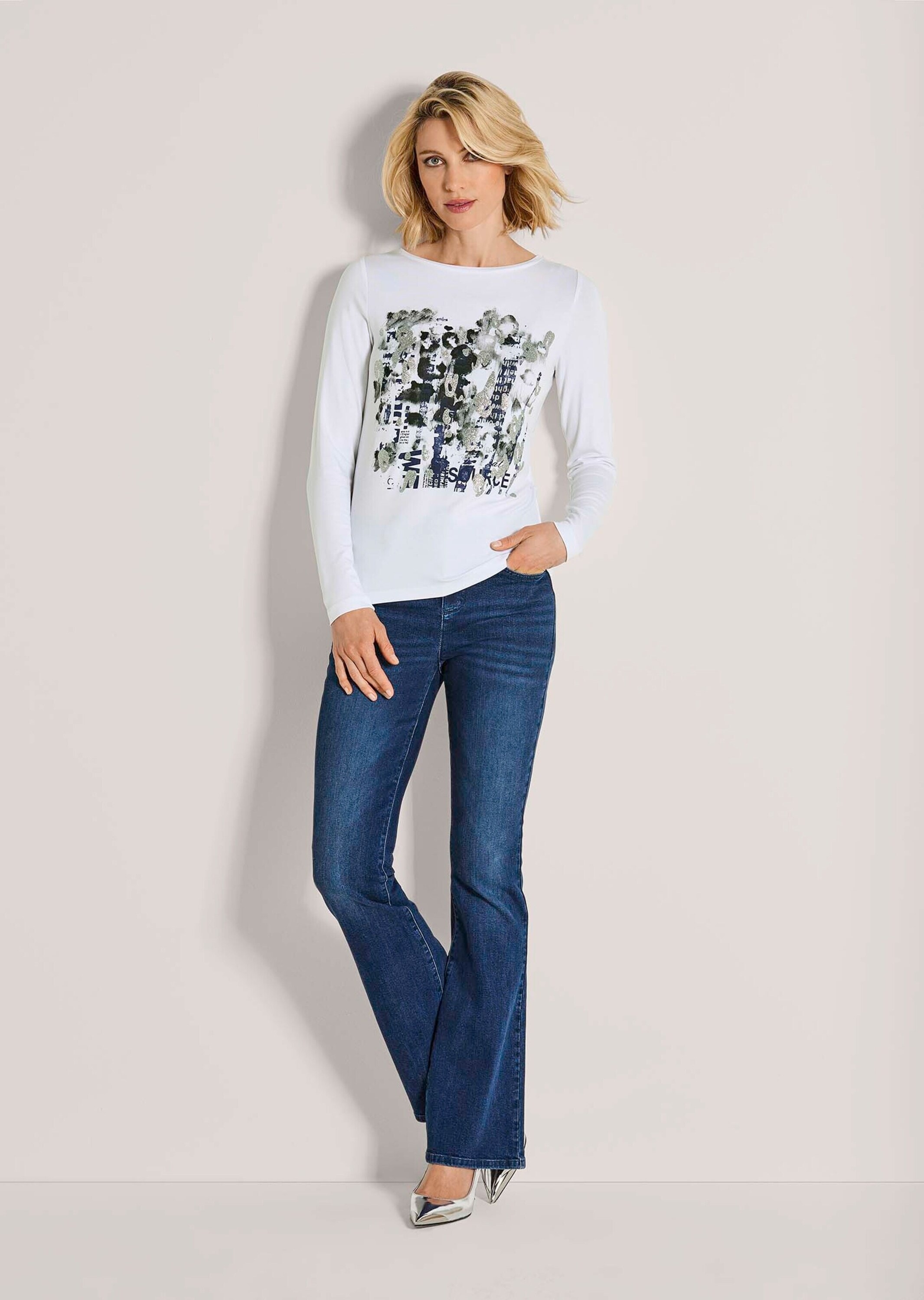 MADELEINE Langarmshirt »Blusenshirt Glamouröses Oberteil mit Straßakzenten«