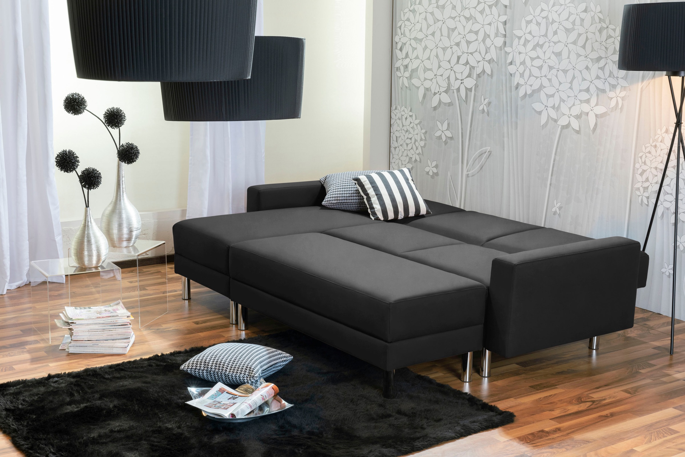 Max Winzer® Schlafsofa »Just Fresh modernes kubisches Sofa, Rückenverstellung für Sitzkomfort«, Recamiere links oder rechts montierbar, elegante Metallfüße