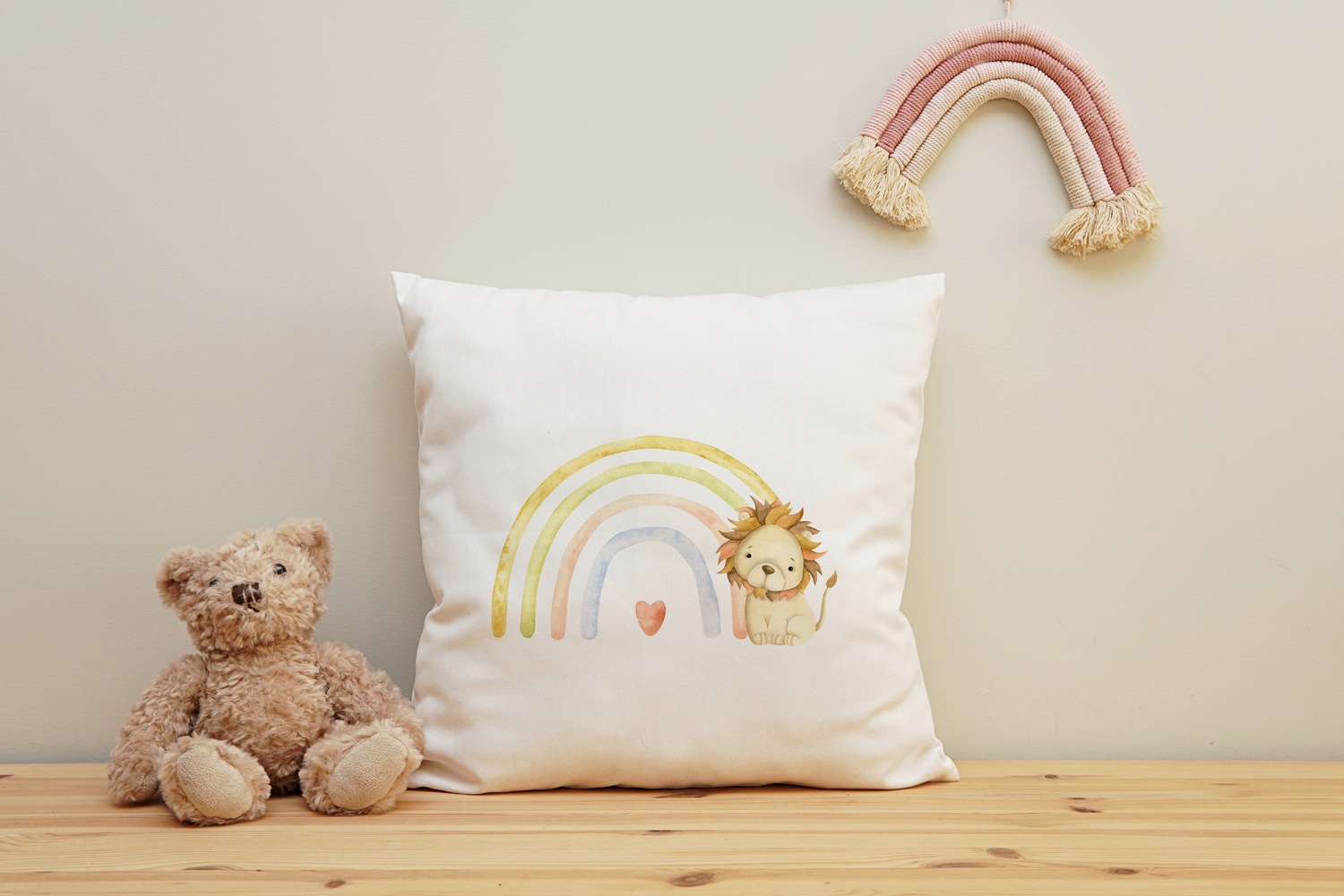 queence Dekokissen »Löwe und Regenbogen«, Kissenhülle mit HD Premium Druck, geruchsneutral, 40x40cm