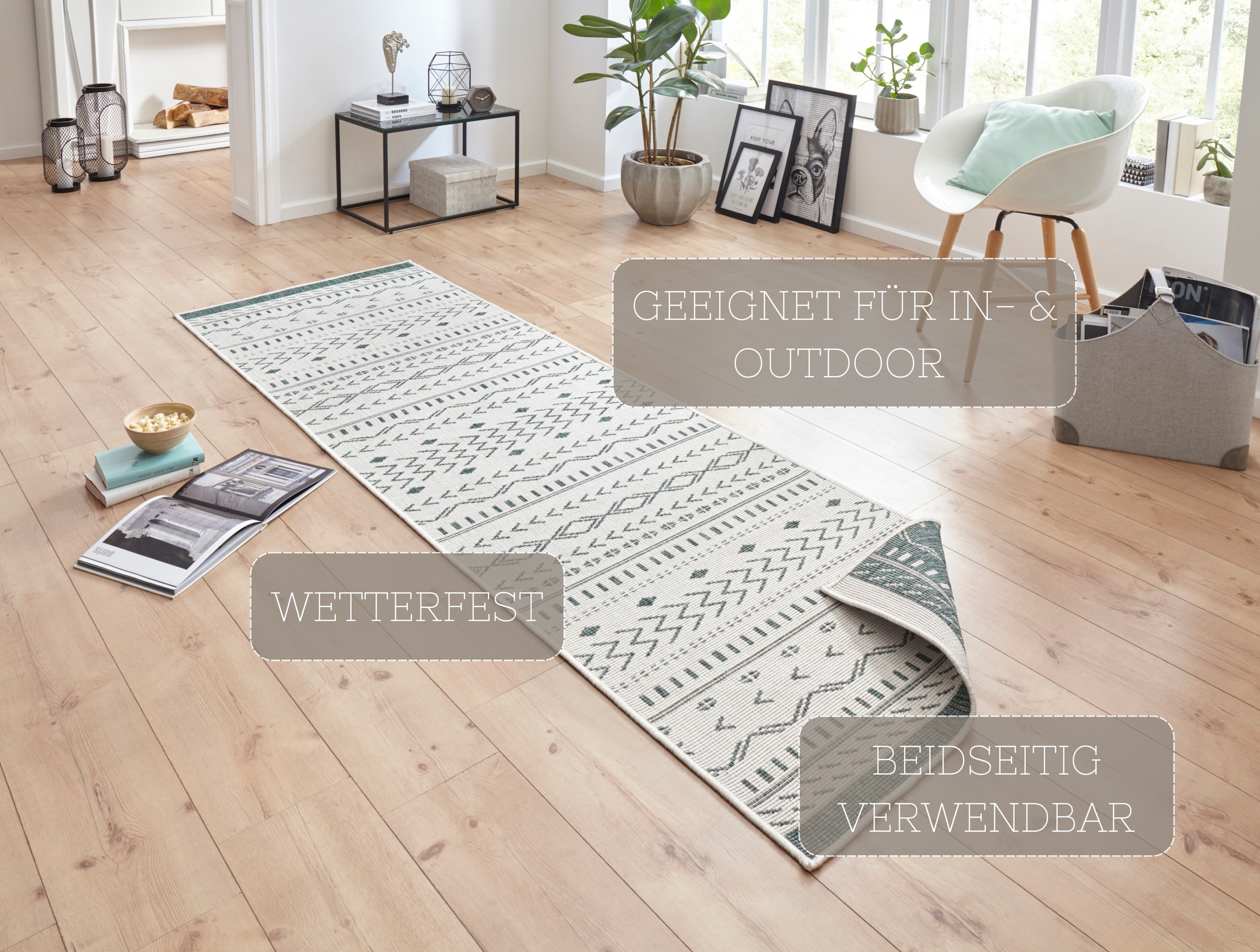 HANSE Home Teppich »Kuba Wendeteppich« rechteckig 5 mm Höhe In-& Outdoor, Wetterfest, Balkon, Läufer, Wohnzimmer, Wasserfest