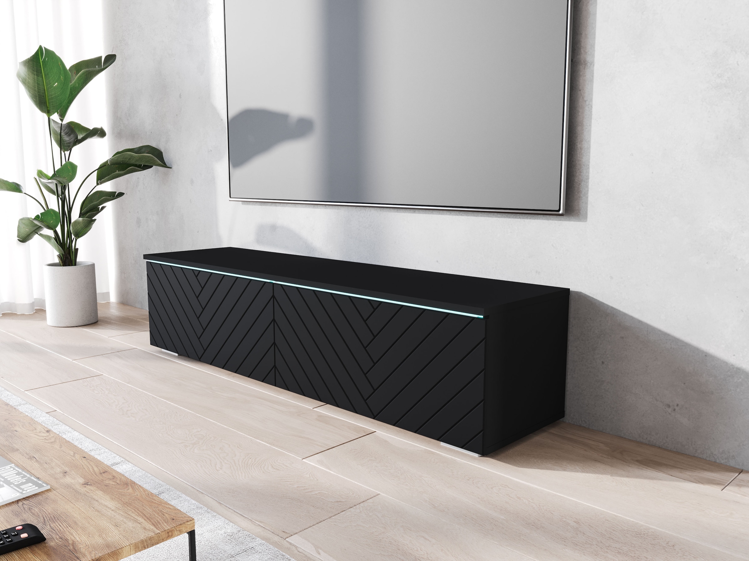 INOSIGN Lowboard »wahlweise mit oder ohne Beleuchtung« 1 Stk. tlg. 140 cm TV-Board ohne Griffe, mit viel Stauraum, stehend und hängend