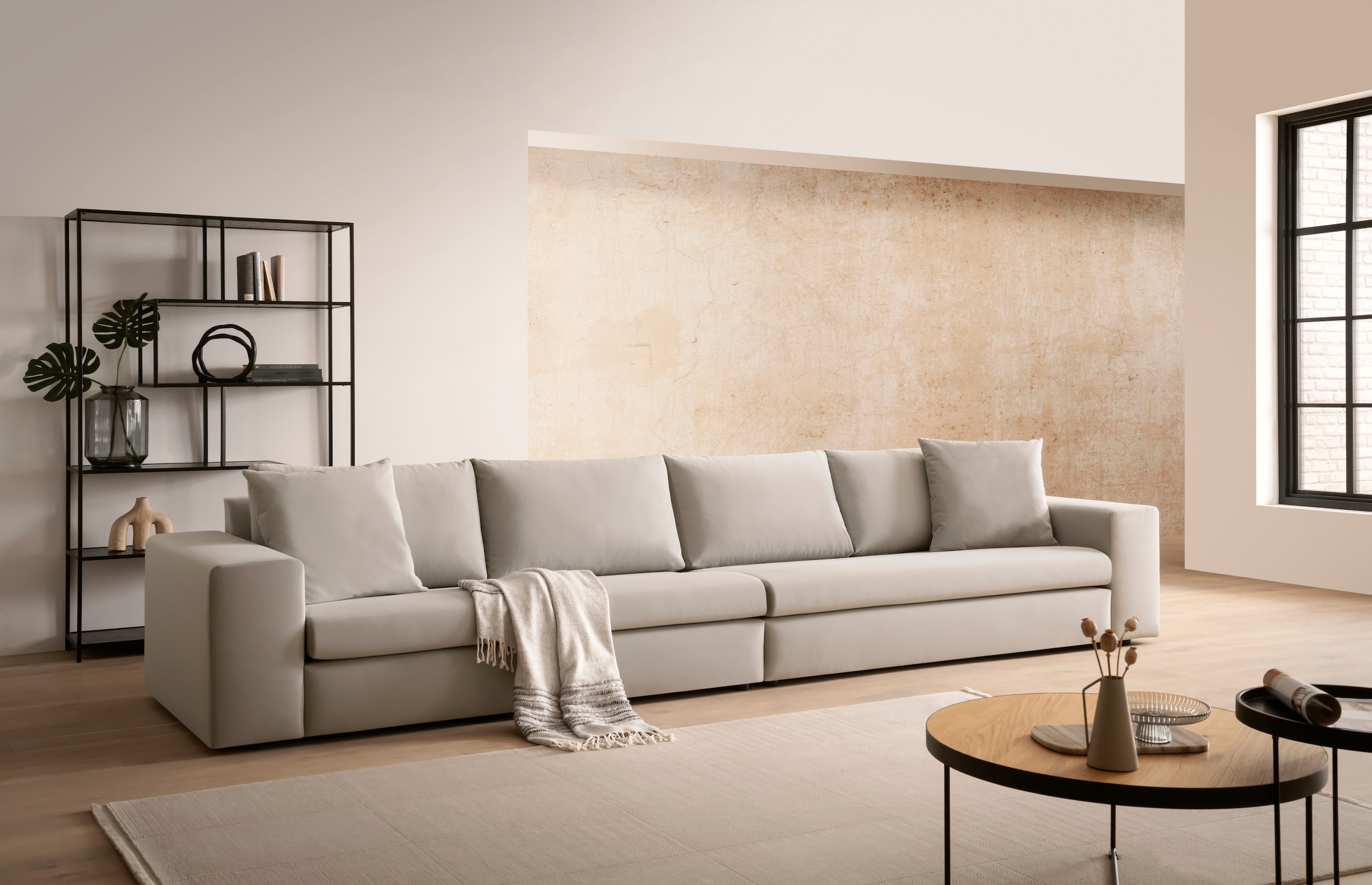 andas 4-Sitzer »SLEETLAND XXL in Samtvelours oder Vintage-Leder-Optik« besonders groß und bequem