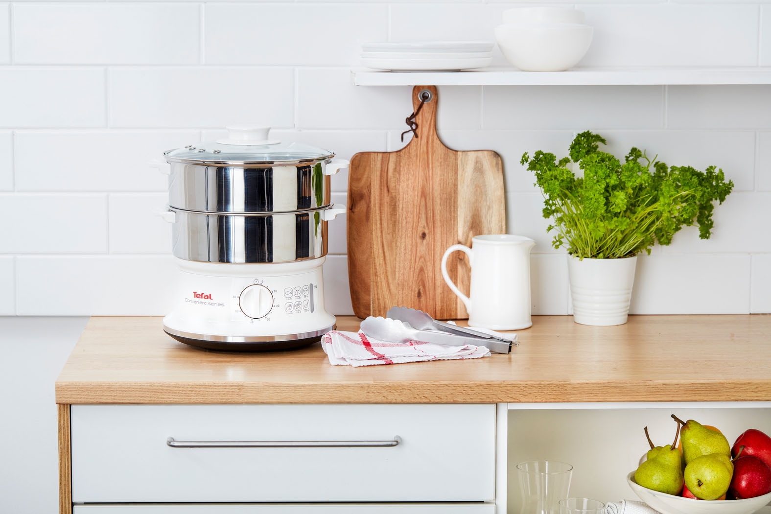 Tefal Dampfgarer »Convenient Series«, 900 W, 2 Edelstahlbehälter, 6 L, Ø 24cm, Timer, Abschaltautomatik, VC1451