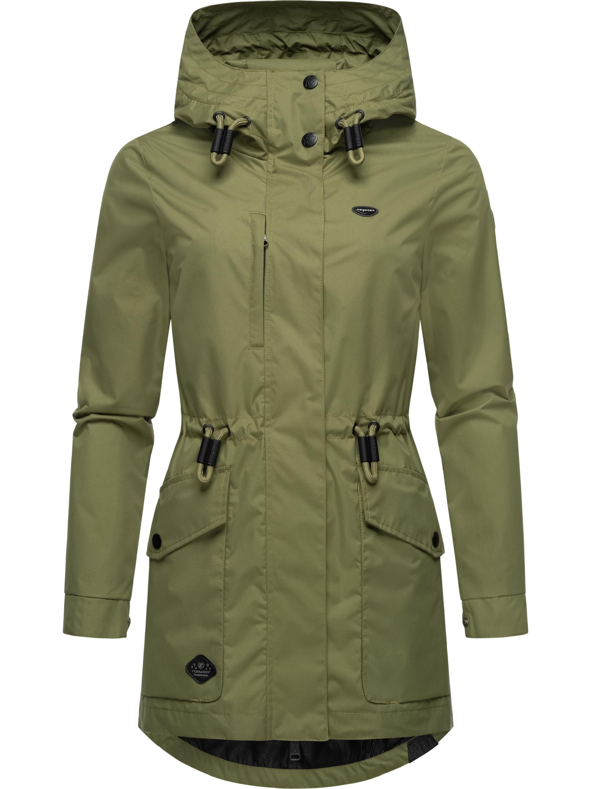 Ragwear Parka »Outdoorjacke Alysa«, mit Kapuze, stylische Damen Übergangsjacke mit Taillenzugband