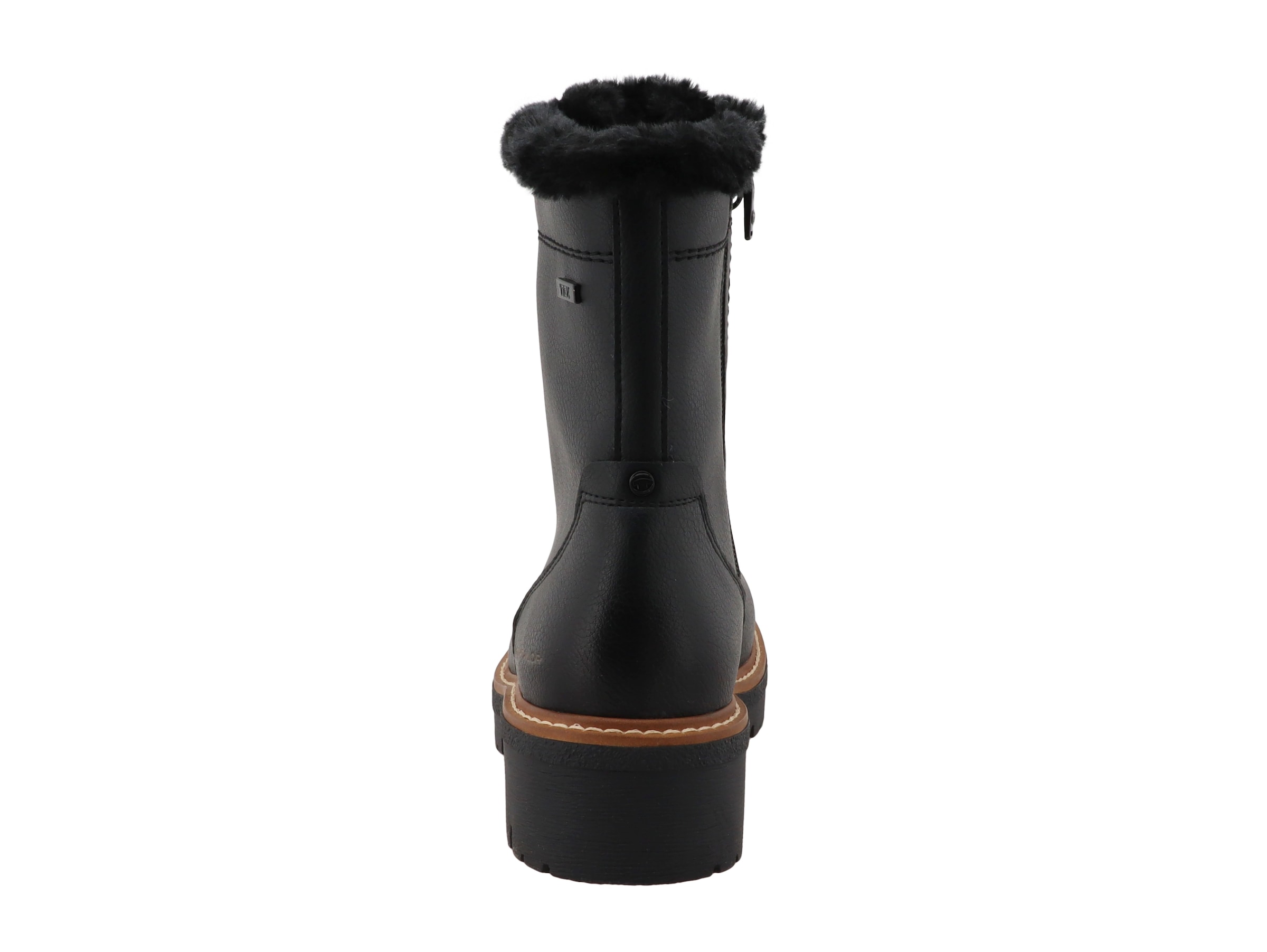 TOM TAILOR Winterstiefelette  Blockabsatz, Winterboots mit Fellimitat am Schaftrand