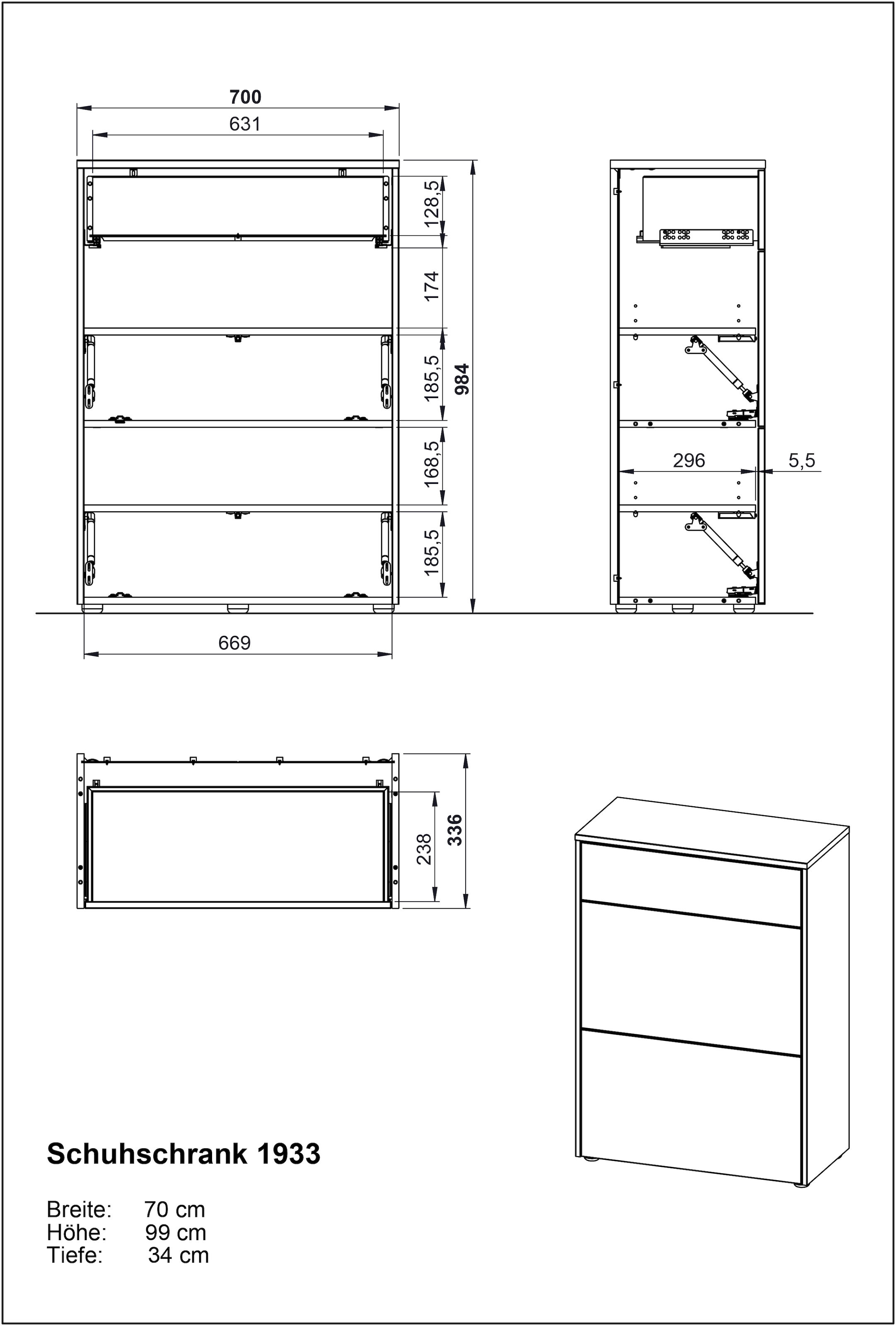 GERMANIA Schuhschrank »Binetto« 1 Stk. tlg. Schuhschrank mit einer Schublade, zwei Klappen und Push-to-open Tech.