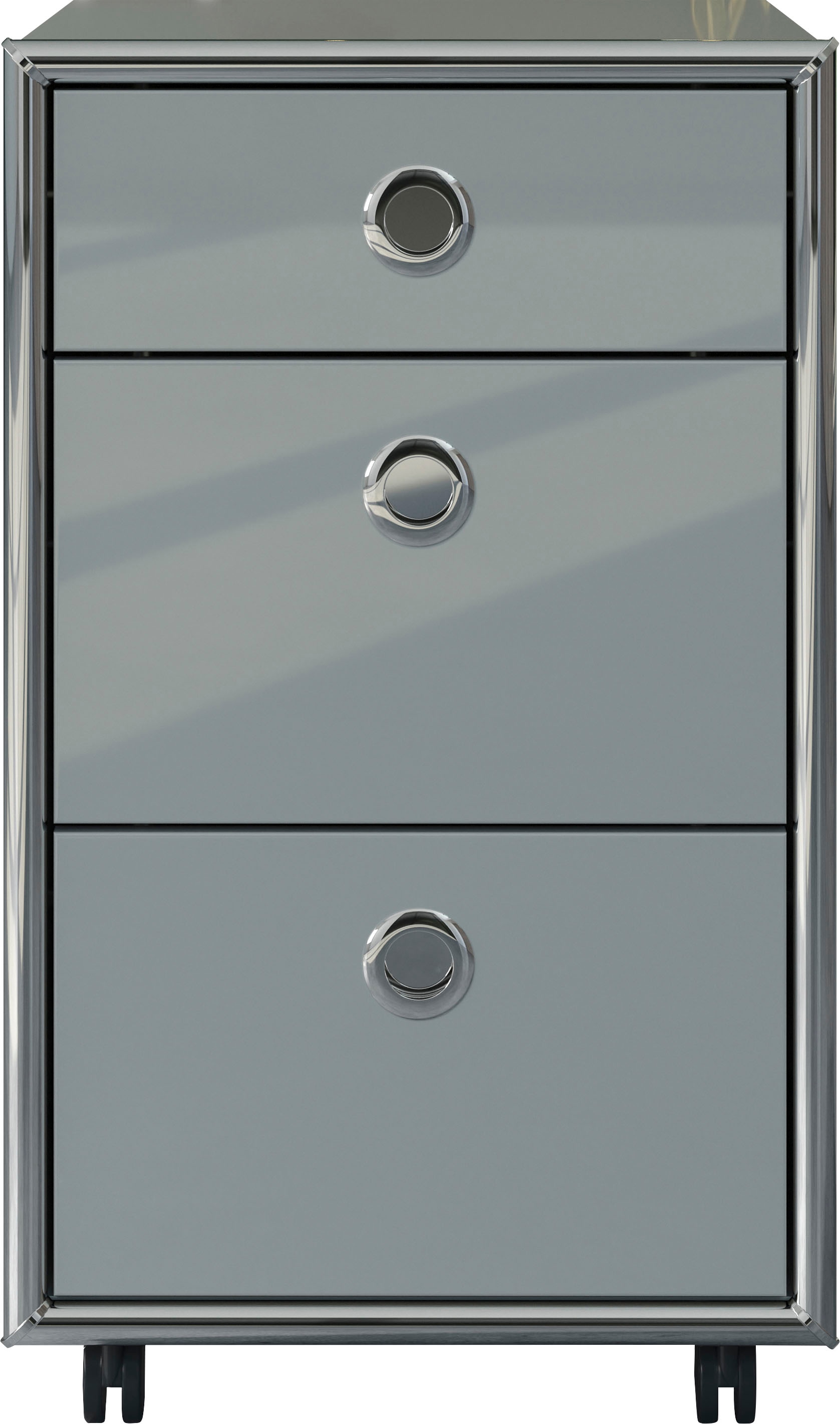 Places of Style Rollcontainer »Imperia«, Büroschrank auf Rollen, Hochglanz mit elegantem Chromrahmen