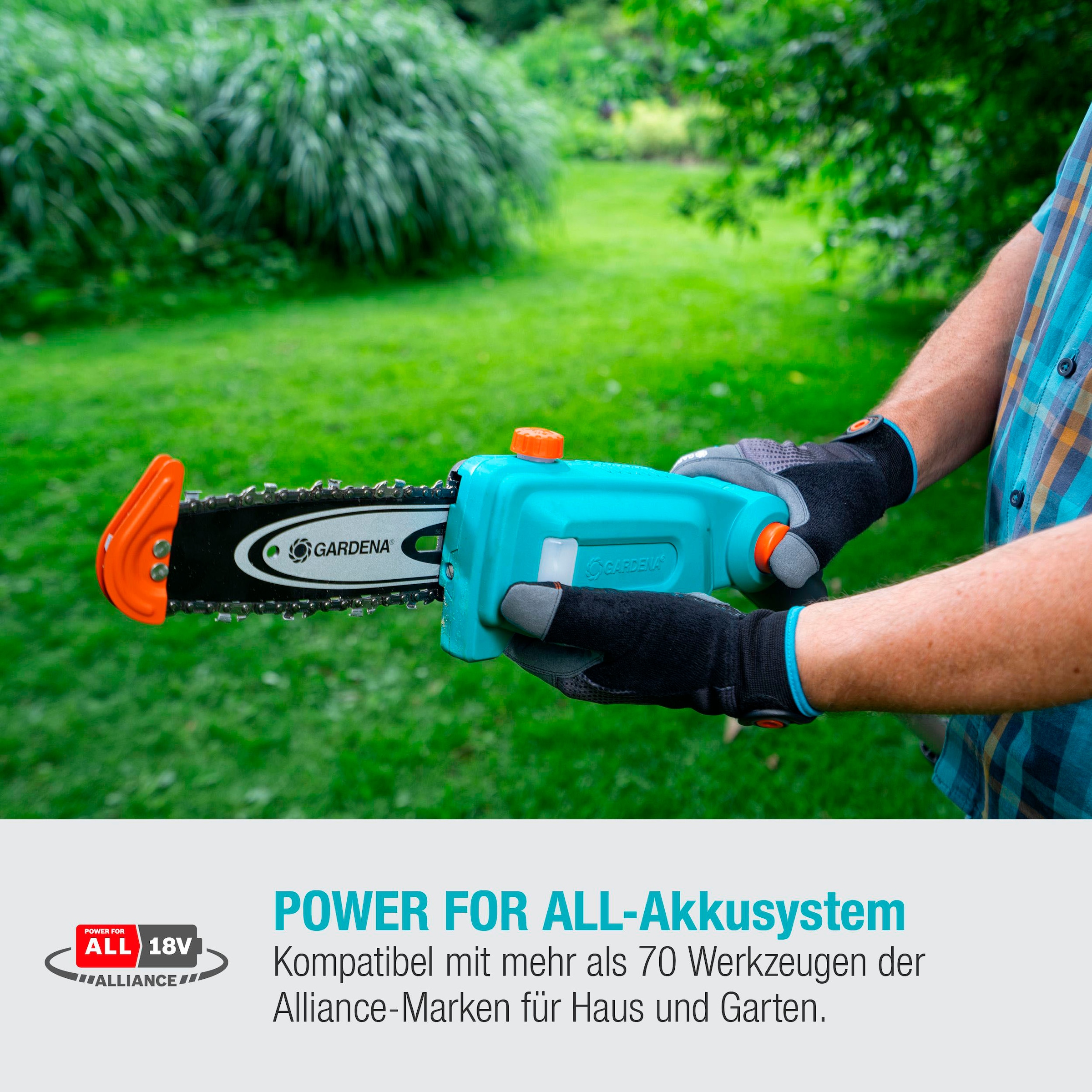 GARDENA Akku-Hochentaster »TCS 20/18 V P4A Ready-To-Use-Set«, (mit Akku und Ladegerät)