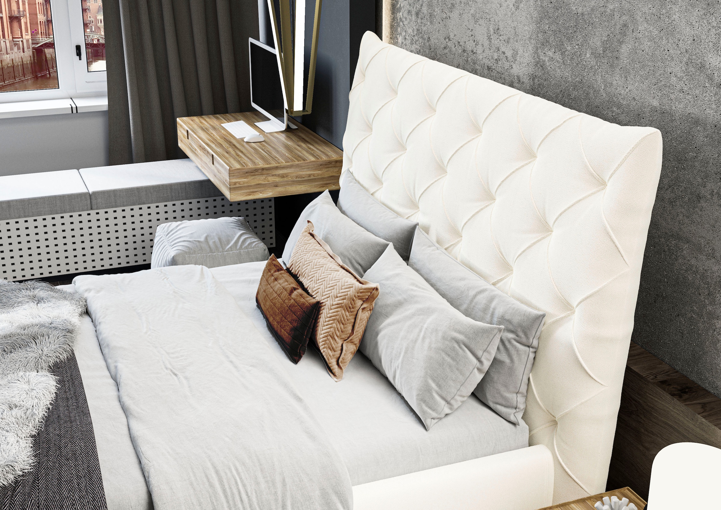 Home affaire Polsterbett »Maxime, in 4 Breiten bis 200cm, auch in Leder« Kopfteilhöhe 143 cm, belastbar bis 280 kg, auch in Überlänge 220cm