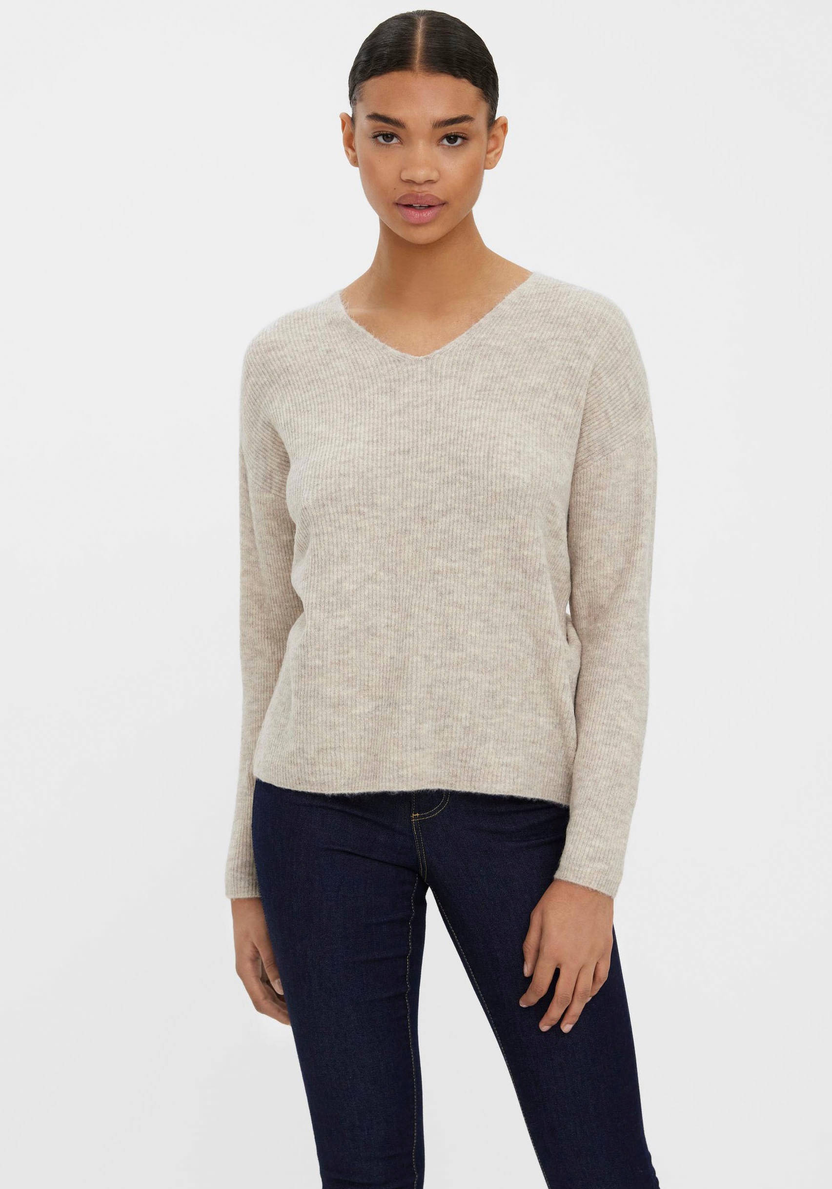 Vero Moda V-Ausschnitt-Pullover »VMCREWLEFILE LS V-NECK BLOUSE NOOS«