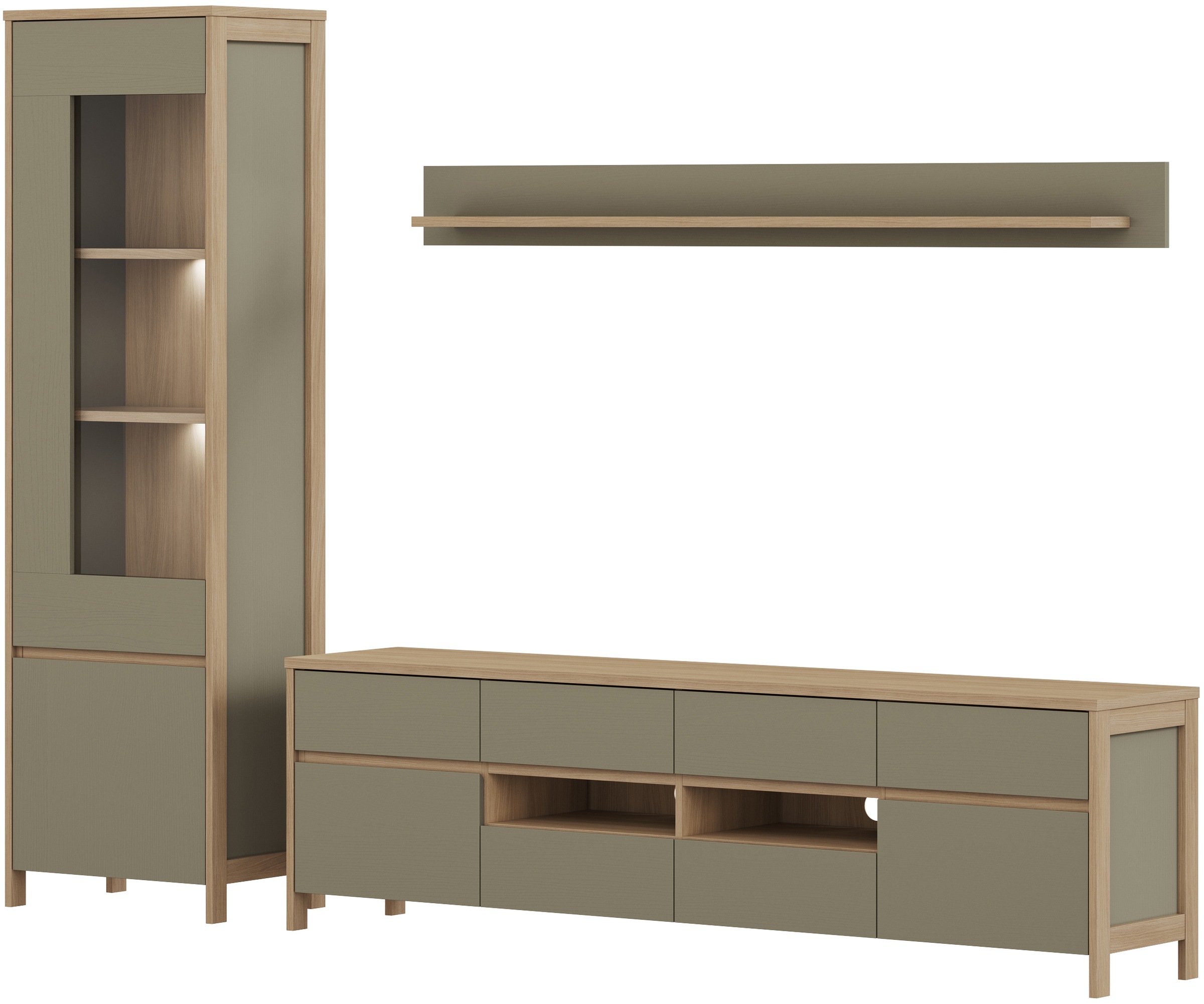 Home affaire Wohnwand »Stranda, moderne Anbauwand, Komplettset im Scandi-Style« 3 Stk. tlg.