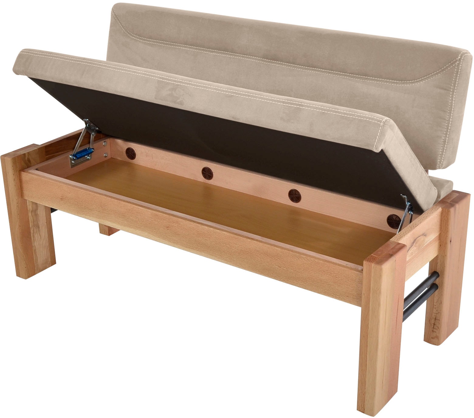 K+W Komfort & Wohnen Polsterbank gepolsterte Stauraumbank, Massivholz, in 2 Breiten 161cm oder 181cm