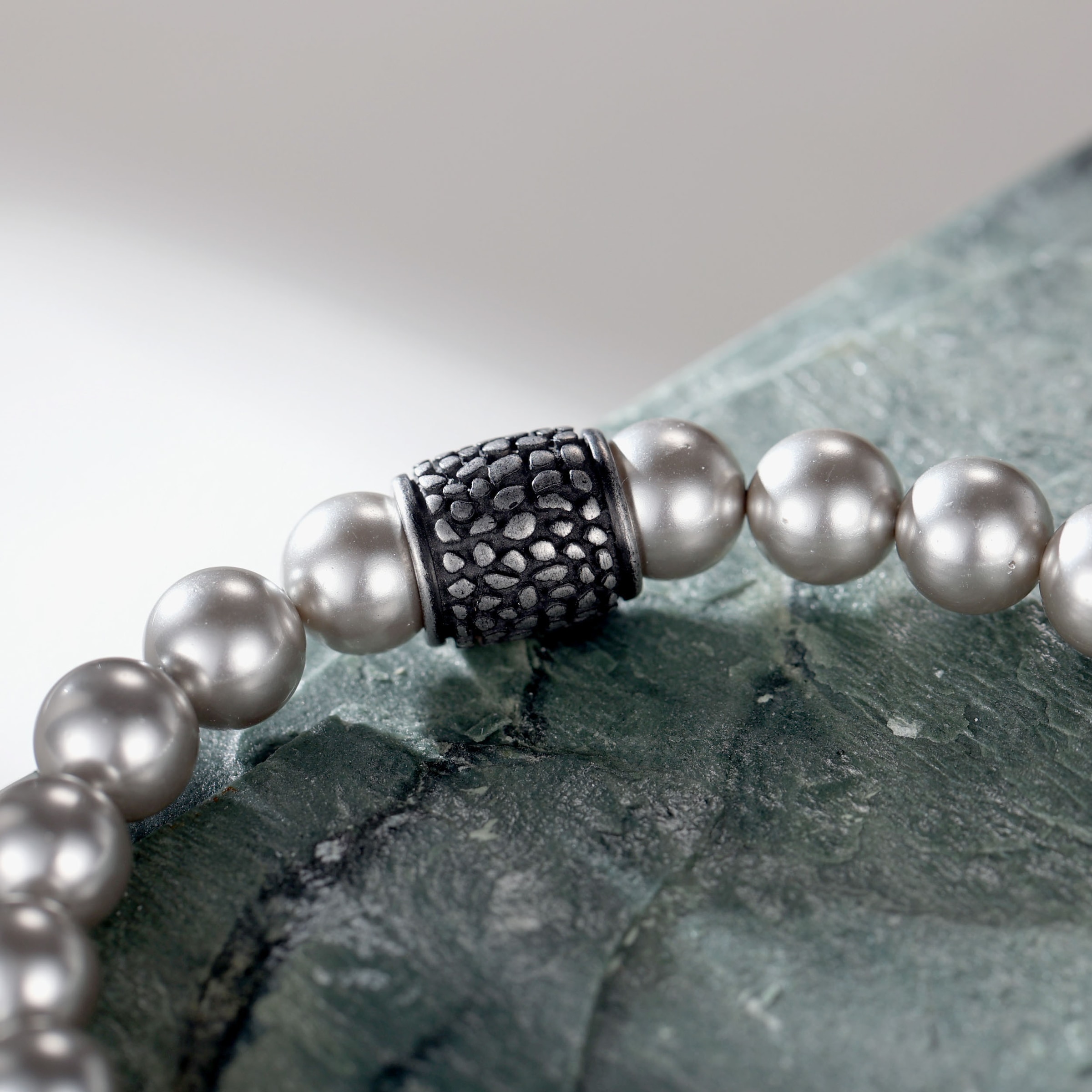 Kingka Perlenarmband »Schmuck Geschenk Edelstahl Armschmuck Reptil, OSB-2213SGR-PEA-Anti«, mit Muschelperle