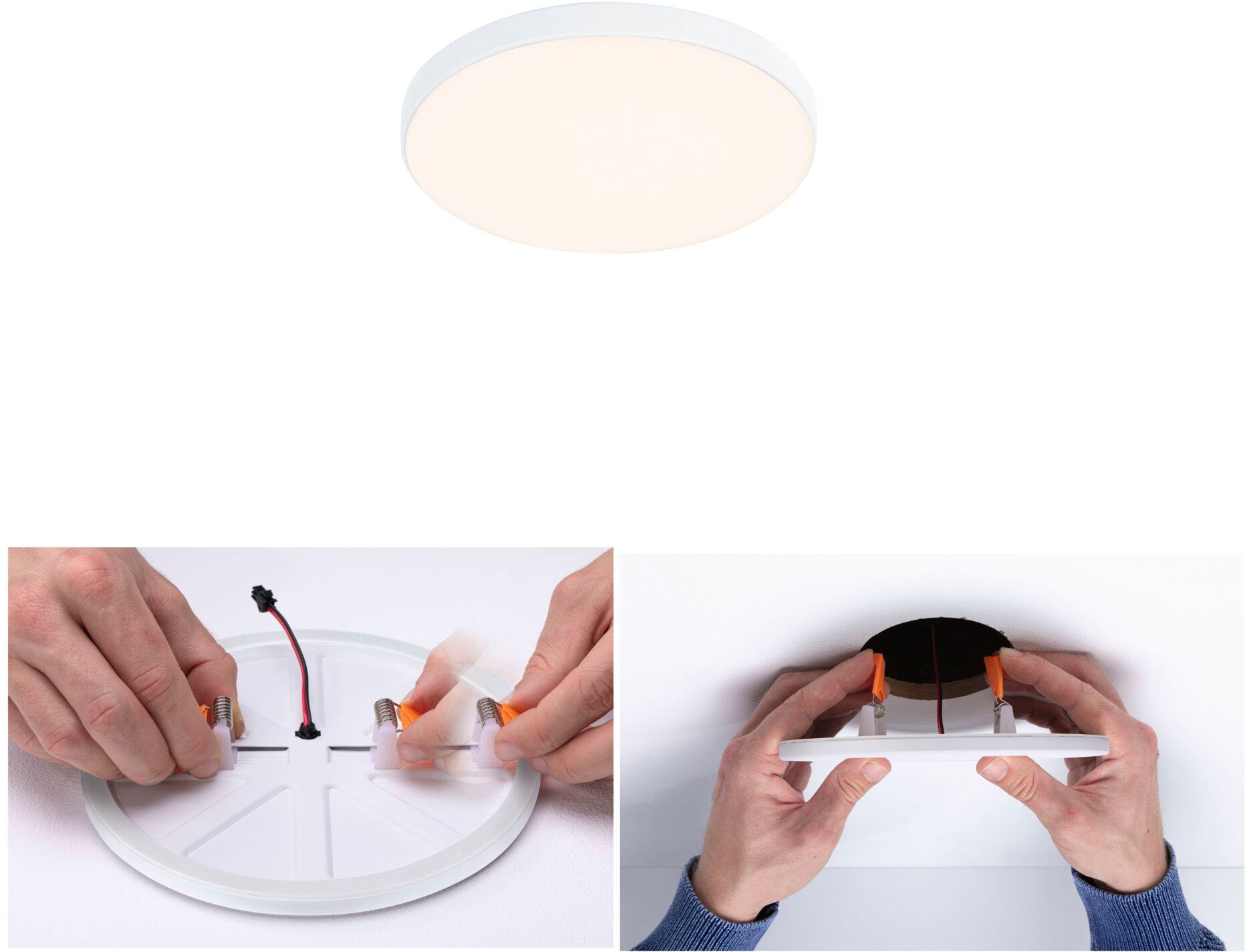 Paulmann LED Einbauleuchte »VariFit LED Einbaupanel Veluna Edge IP44 rund 90mm 450lm 3000K Weiß«, 1 flammig, VariFit LED Einbaupanel Veluna Edge IP44 rund 90mm 450lm 3000K Weiß