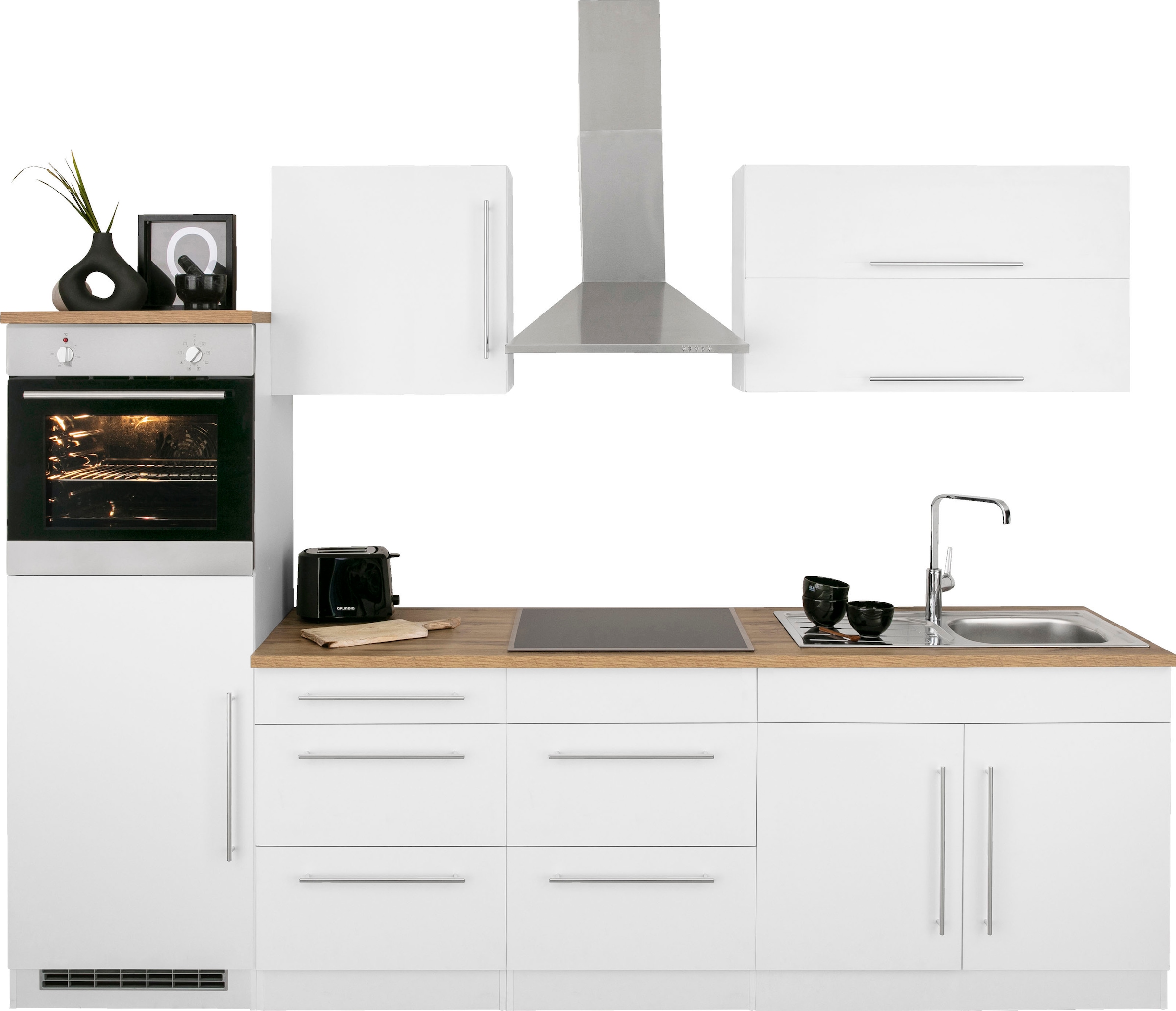 KOCHSTATION Küchenzeile »KS-Samos« Breite 270 cm, wahlweise mit E-Geräten und Induktionskochfeld