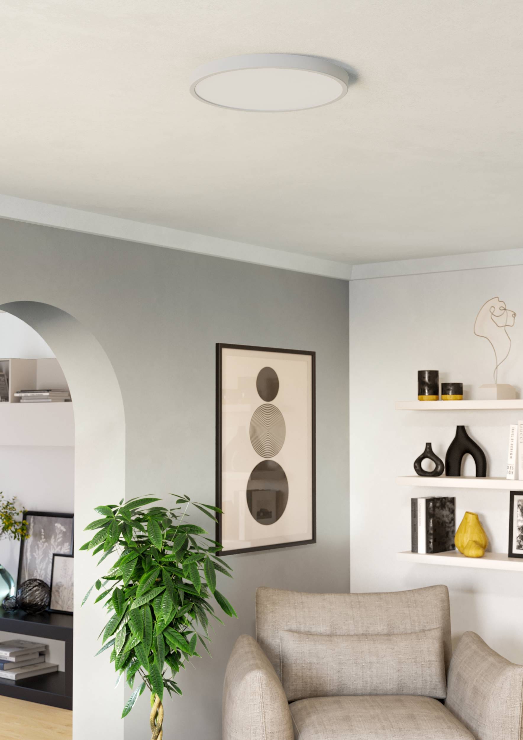 EGLO Aufbauleuchte »Fueva 6 Deckenleuchte, Aufbaulampe, Deckenbeleuchtung, Kunststoff« LED-Modul 1 Stk. Kaltweiß | Neutralweiß | Warmweiß Aufbauleuchte - H2,5 x Ø38,9 cm - weiß - 17W inkl.