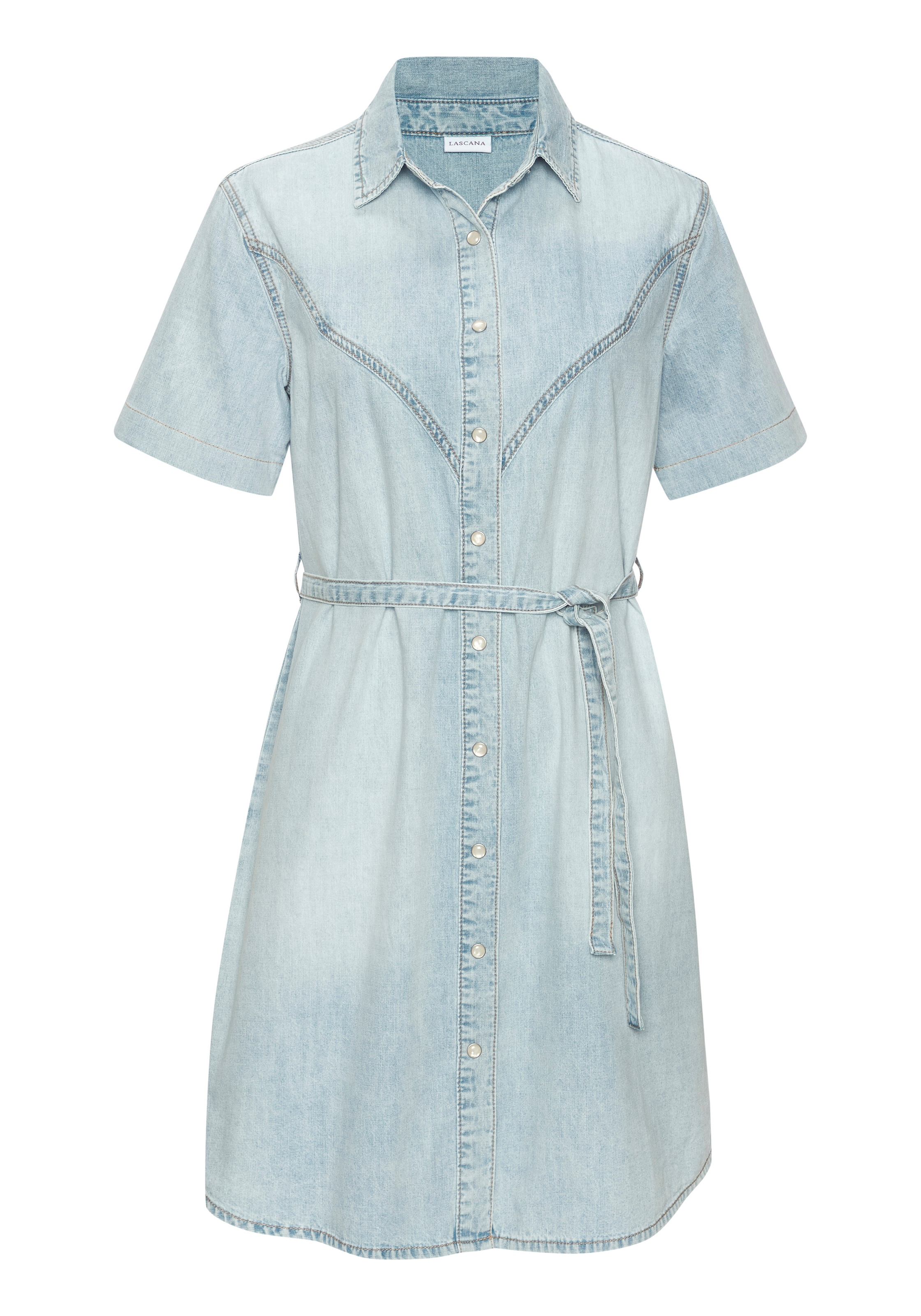 LASCANA Jeanskleid mit Bindegürtel,  Ohne Taschen in softer Denimqualität