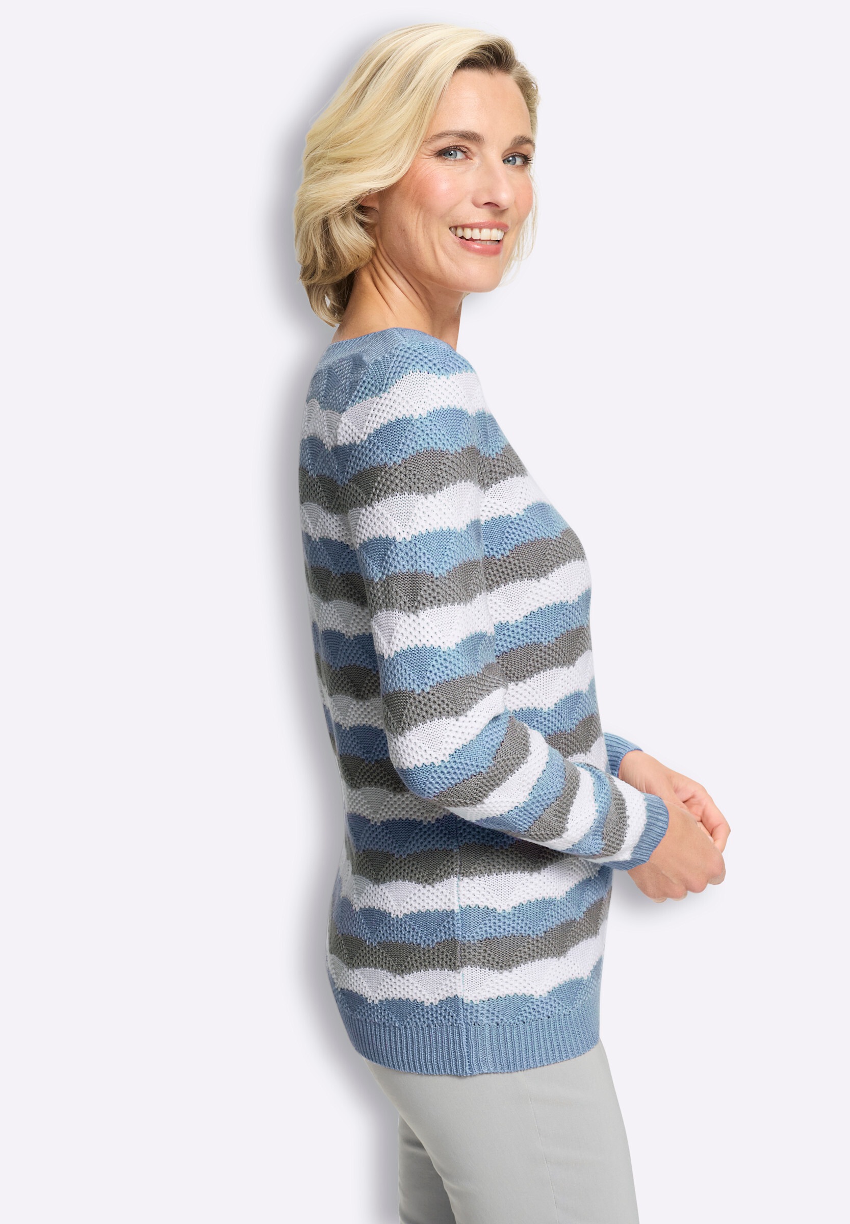Sieh an! Strickpullover »Langarm-Pullover Ajourpullover«