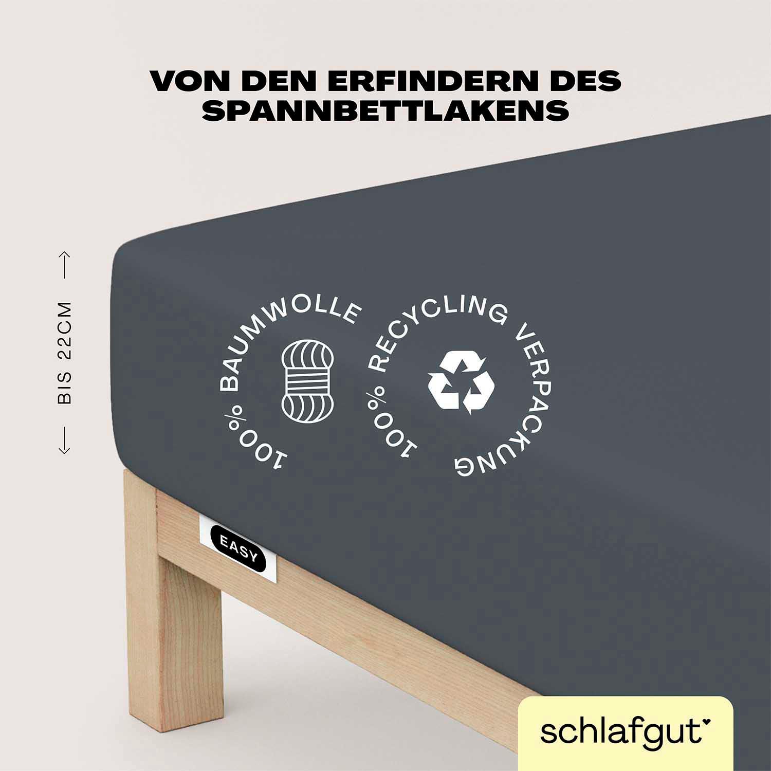 Schlafgut Spannbettlaken »EASY aus 100% Baumwolle, weich & saugfähig, Marken-Bettlaken«, für Matratzen bis 22 cm Höhe, in 90x200, 140x200 oder 180x200 cm