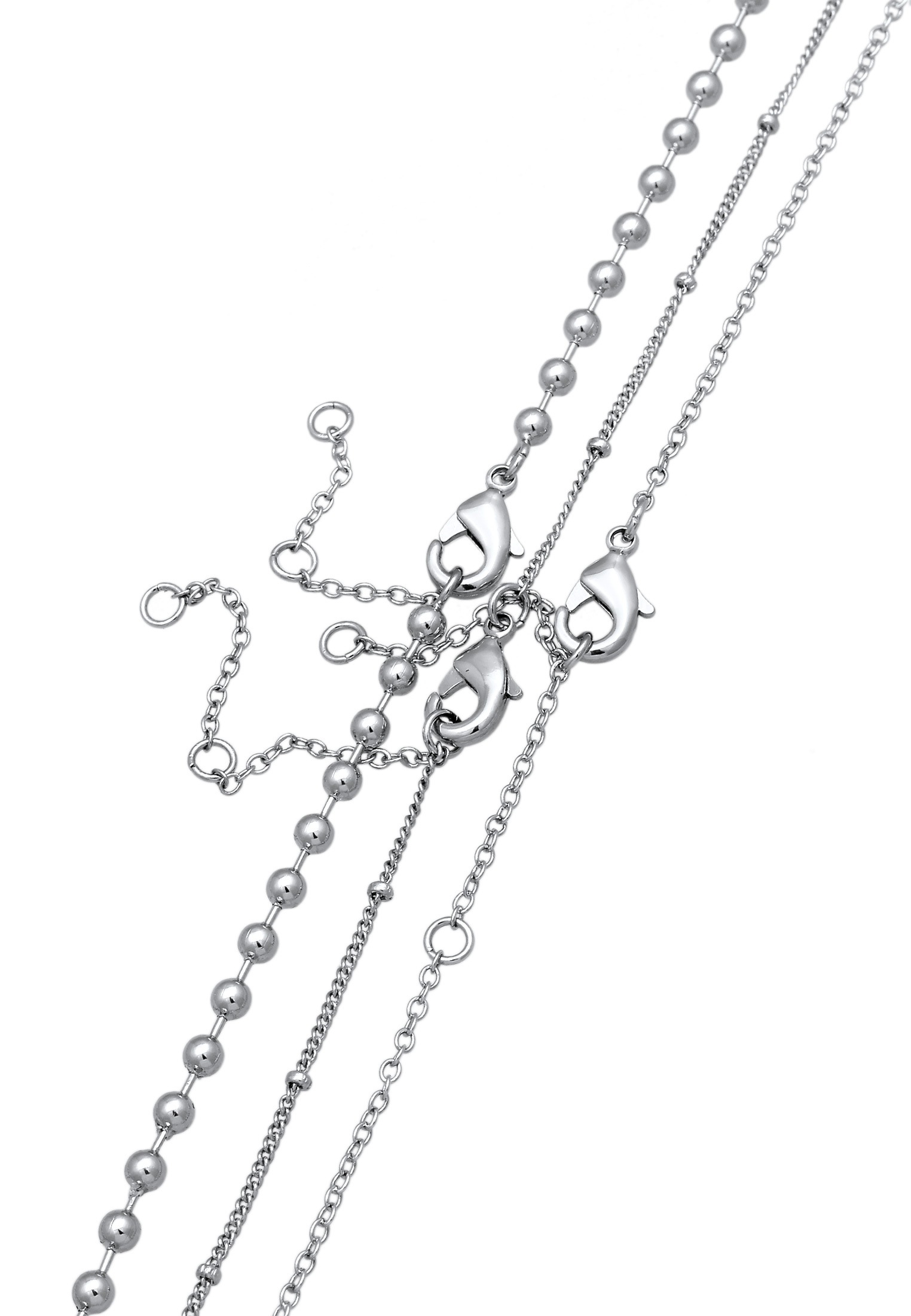 Elli Silberkette »Halskette Y-Kette Layer Kugel Perlen Design Silberfarben 3er Set«