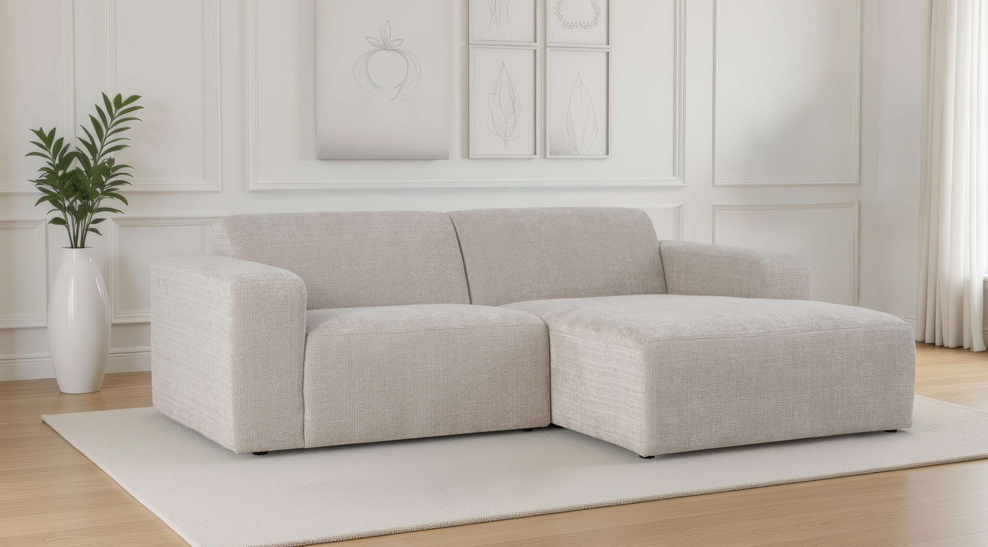 OTTO home Ecksofa »Koa, 228 cm, L-Form, Modulsofa in Cord, Chenille, Struktur, Webstoff« Designsofa, weicher Lounge-Sitzkomfort, Welleunterfederung, bodentief
