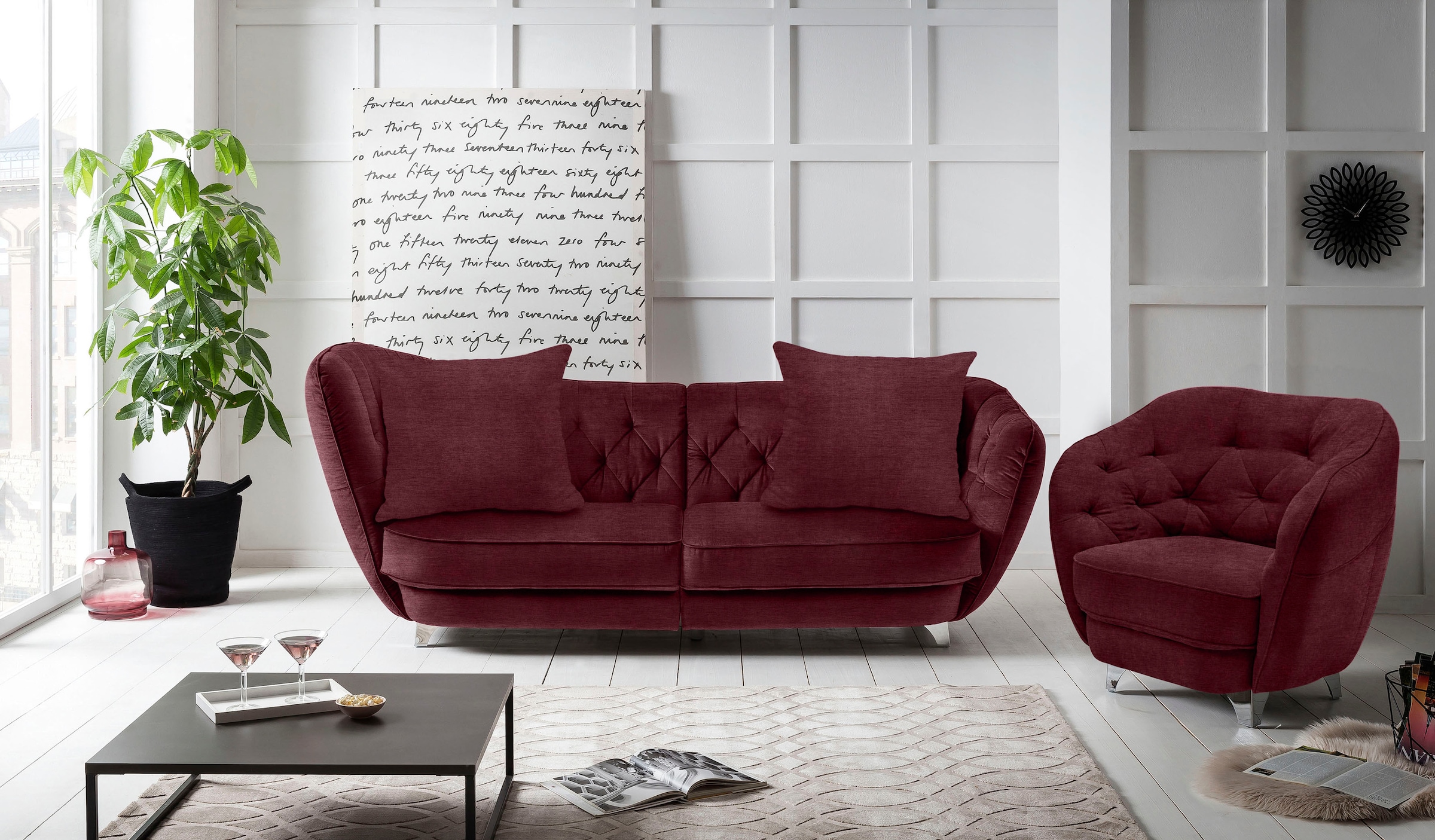 Leonique Big-Sofa »Retro«, stylischer Hochlehner