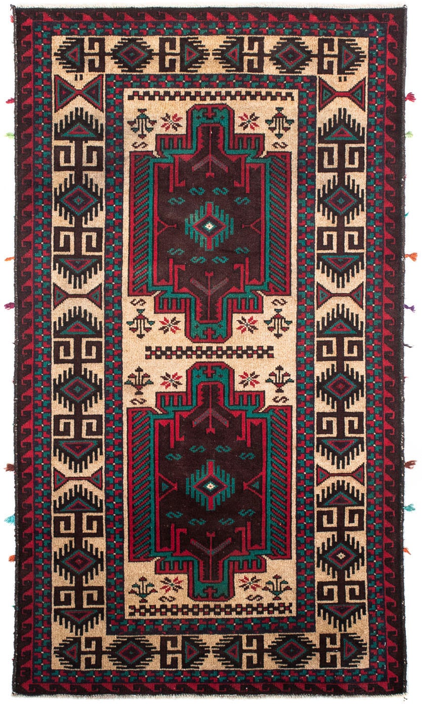 morgenland Orientteppich »Belutsch - 139 x 77 cm - beige«, rechteckig, Wohnzimmer, Handgeknüpft, Einzelstück mit Zertifikat
