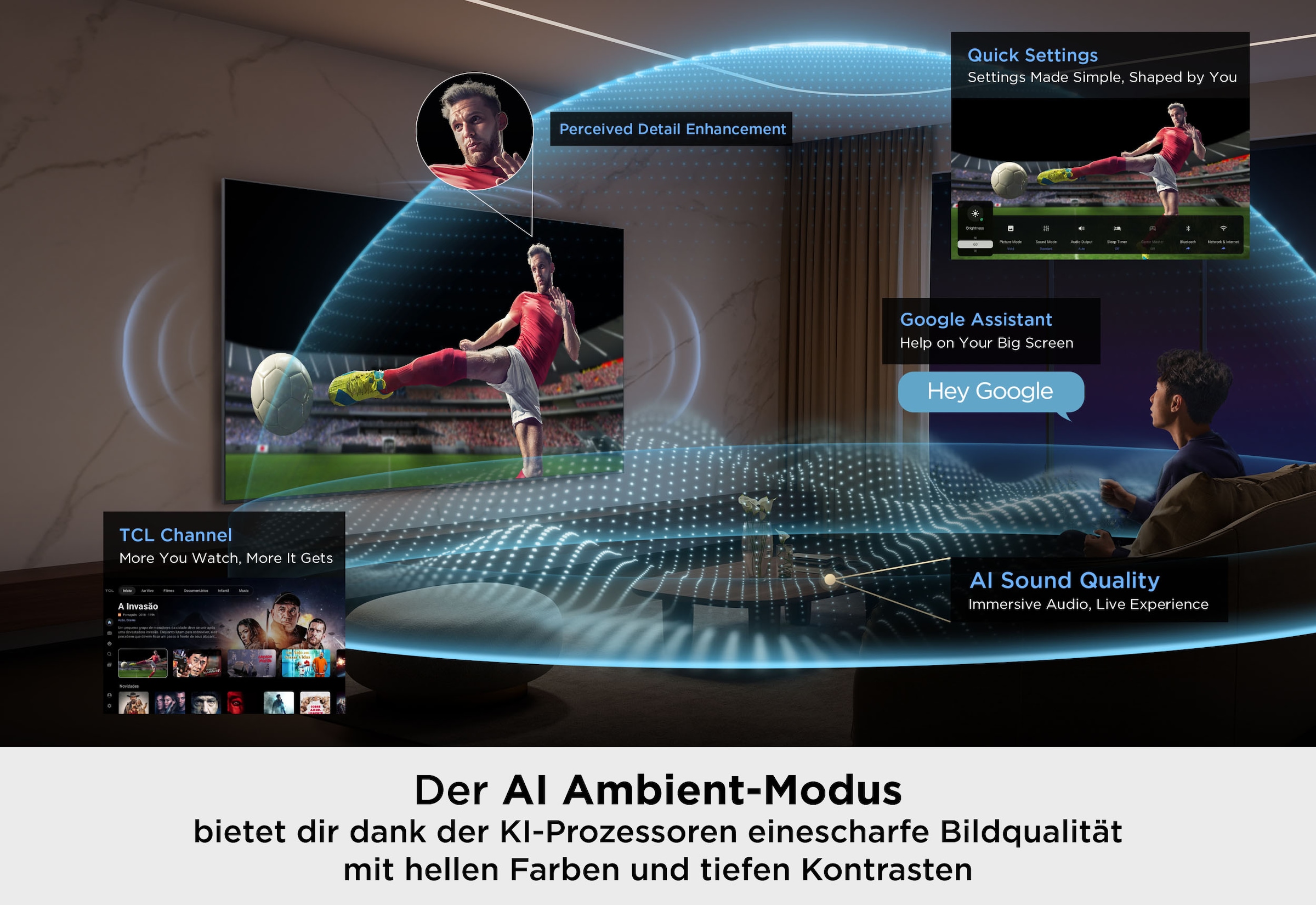 TCL Mini-LED-Fernseher »98T8D« 248 cm/98 ″ Smart-TV QD-Mini LED, AiPQ Pro Prozessor, 144Hz, Dolby Atmos, Apple AirPlay 2