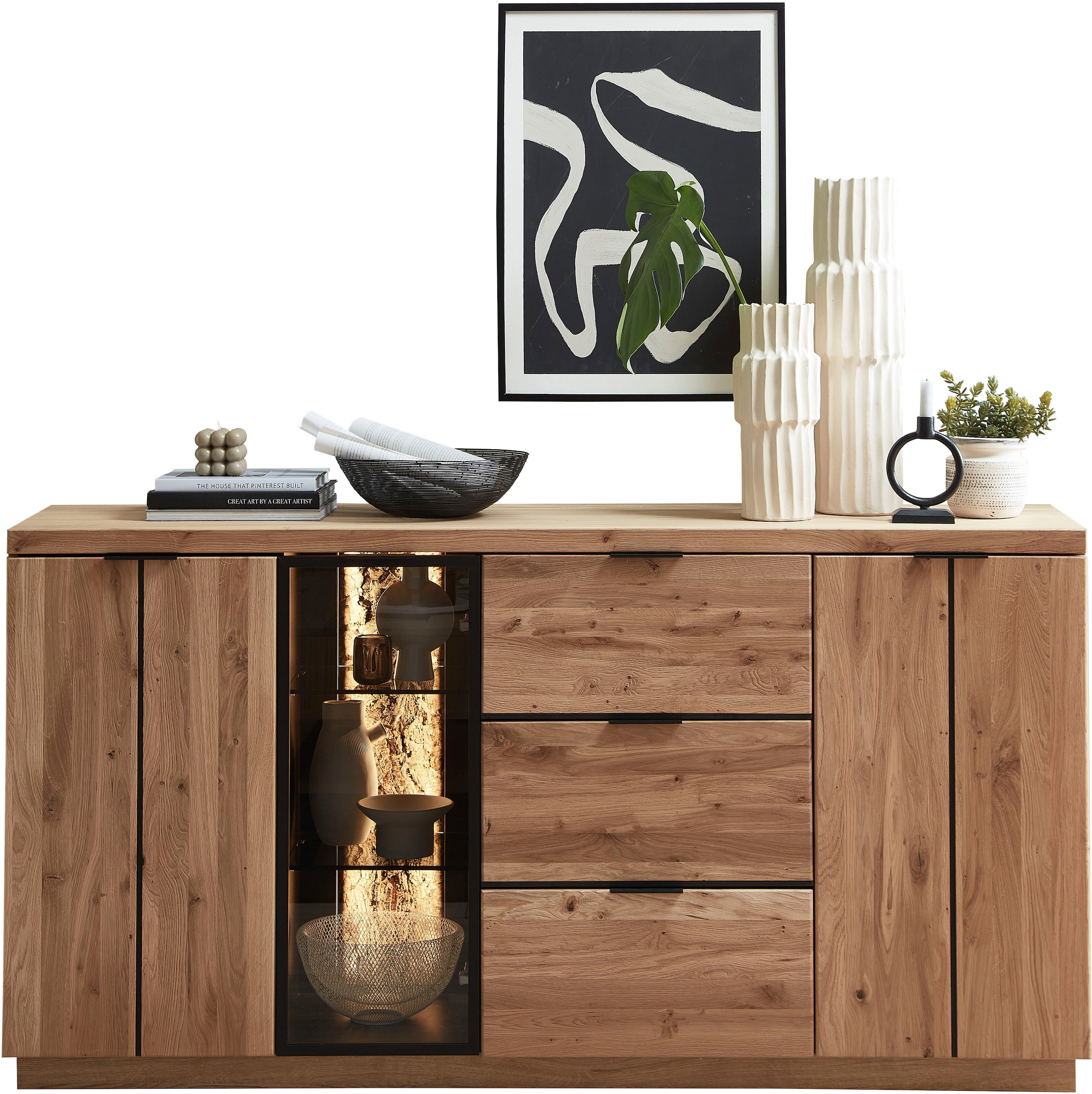 Innostyle Sideboard »Donna Sideborad, 180x93x48 (BxHxT)« 1 Stk. tlg. Beleuchtung optional bestellbar, 3 türig, 3 Schubkasten, Softclose
