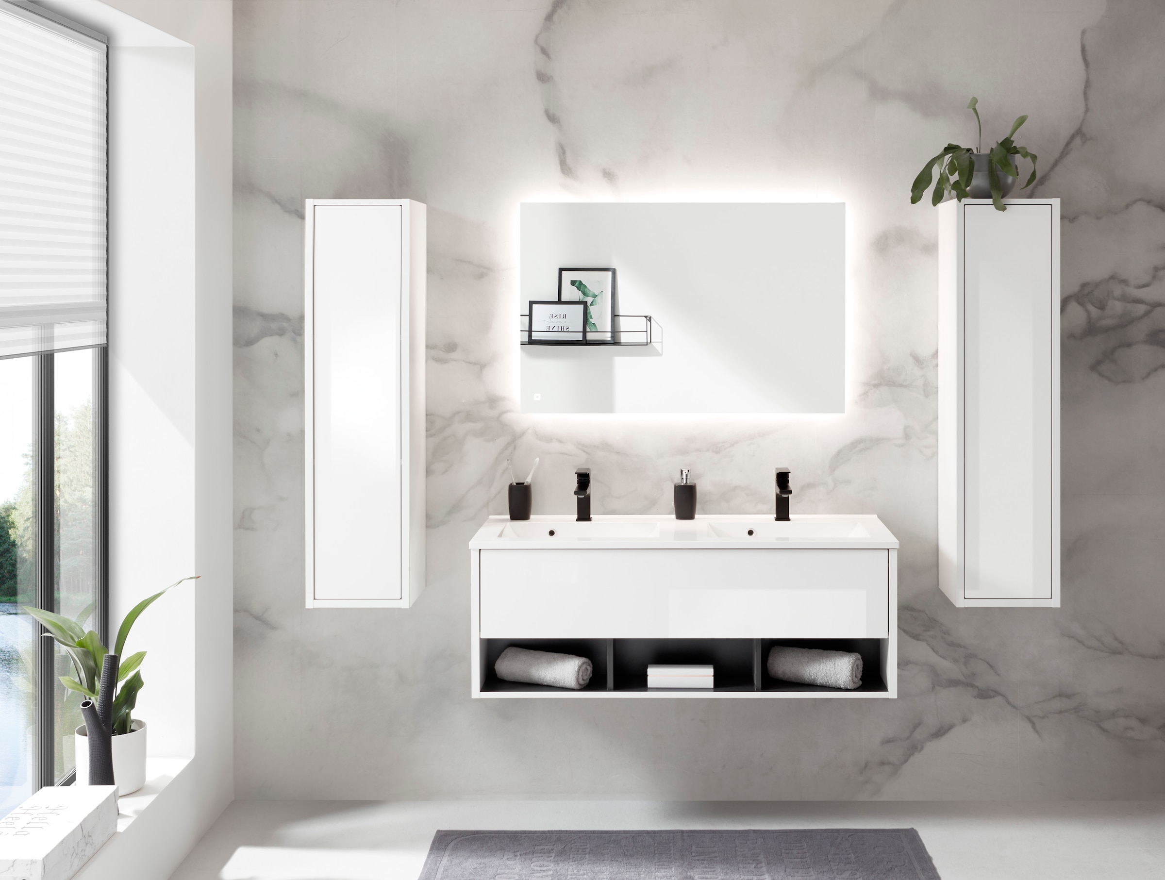 Home affaire Badmöbel-Set »Studio Line, Bad im modernen Design, 4-teiliges Badezimmer« 4 Stk. tlg.