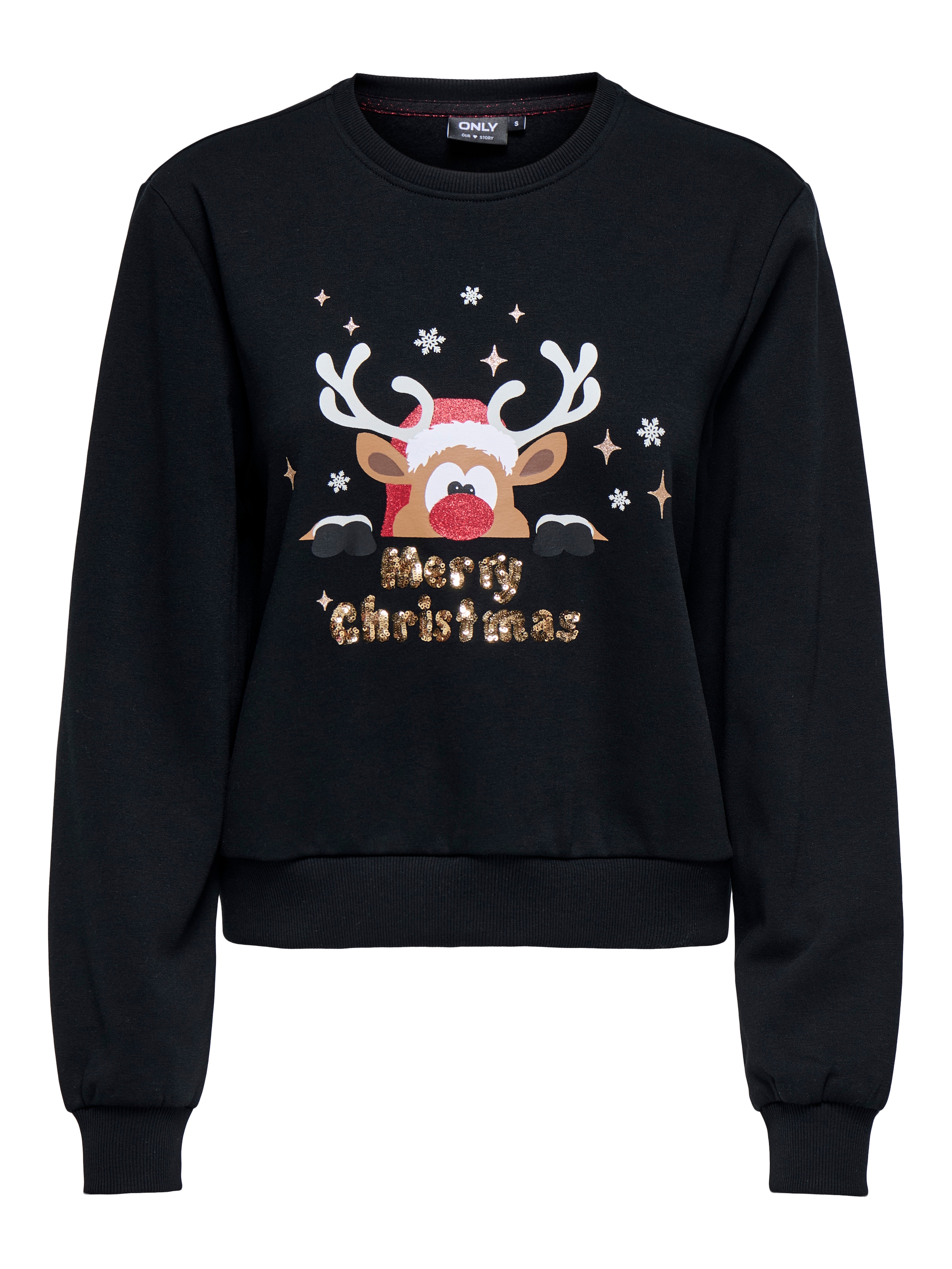 ONLY Weihnachtssweatshirt »ONLYDA XMAS L/S O-NECK BOX SWT«, Baumwollmischung, regular fit
