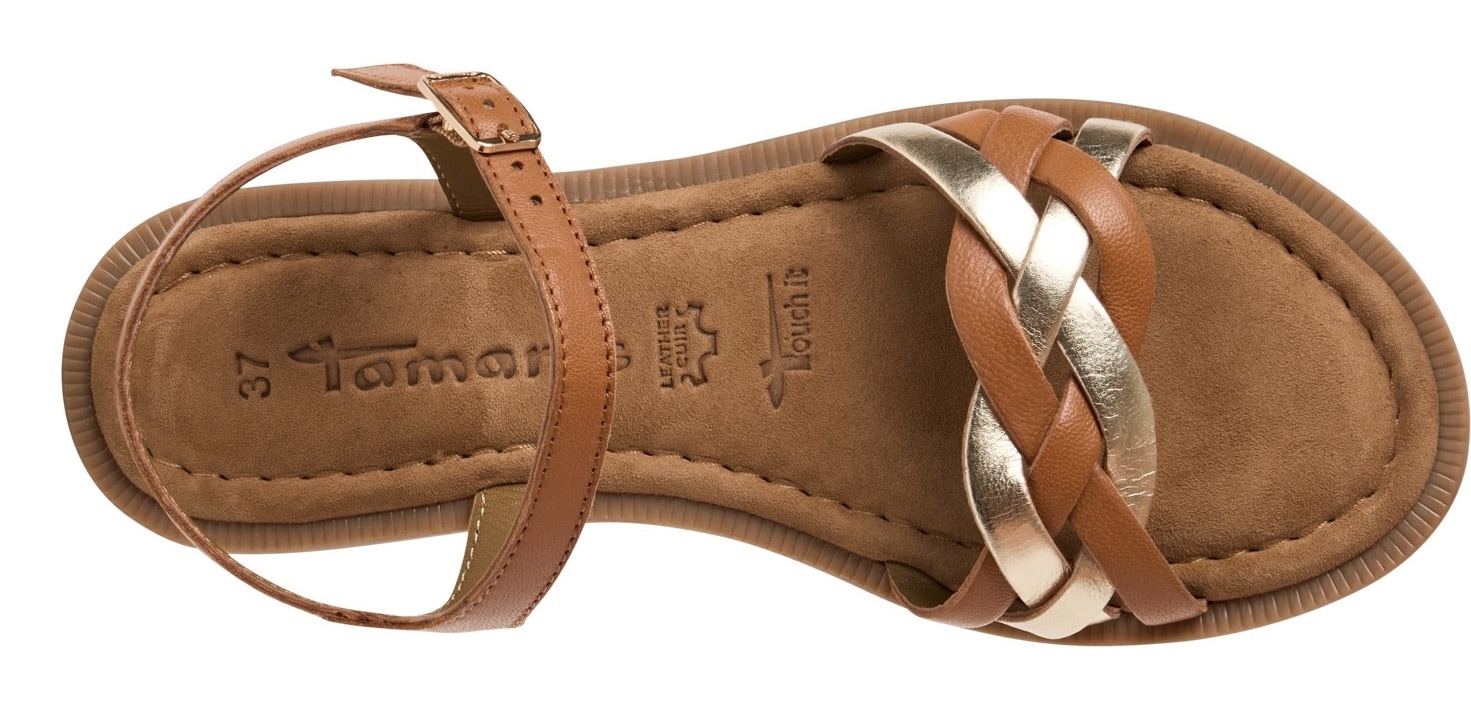 Tamaris Riemchensandale, Sandalette, Sommerschuh mit Riemchen in Flechtoptik