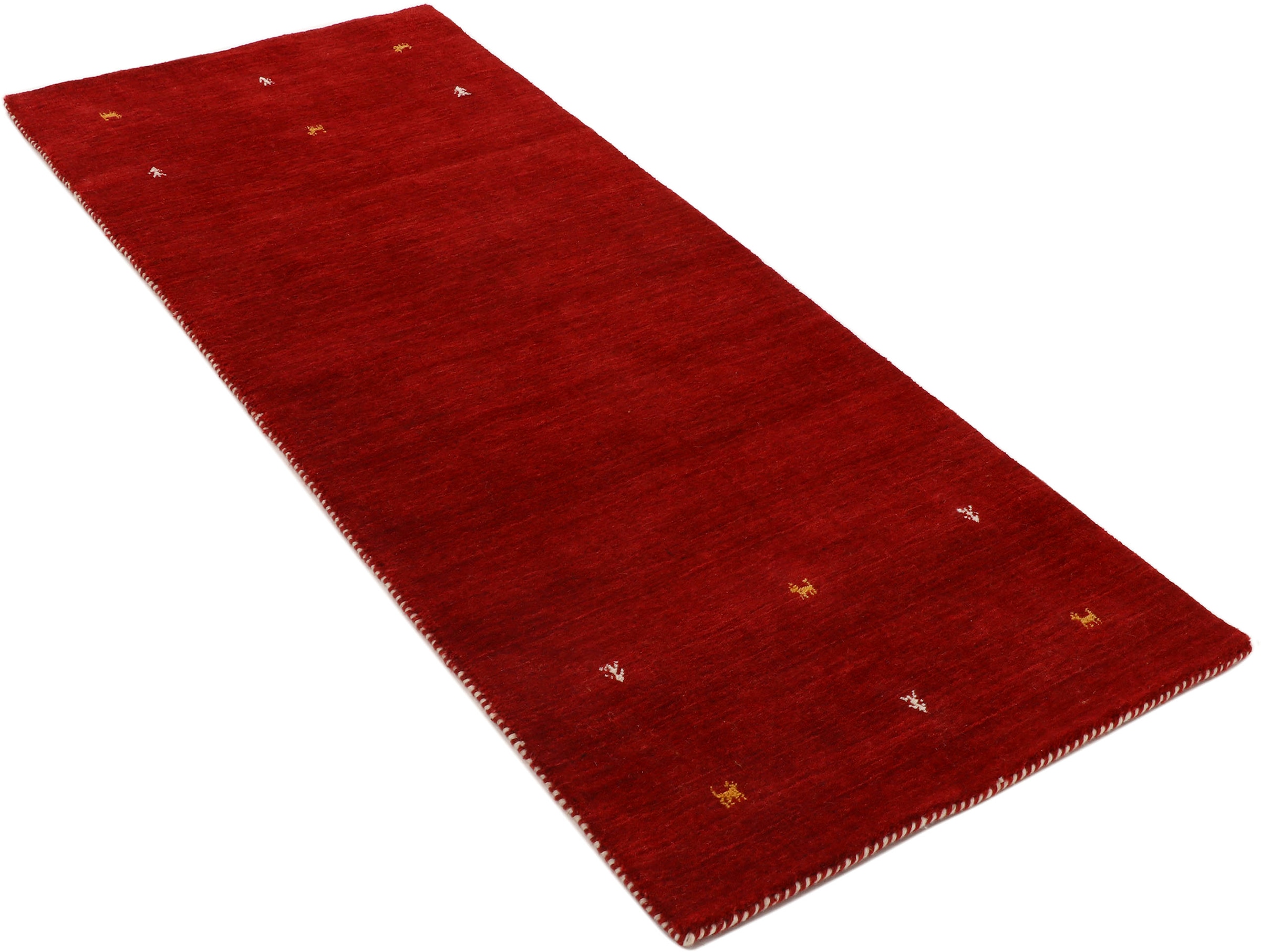 carpetfine Wollteppich »Gabbeh Uni, auch als Läufer und Rund erhältlich«, rechteckig, 15 mm Höhe, reine Wolle, handgewebt, Gabbeh Loom Tiermotiv, große Farbauswahl